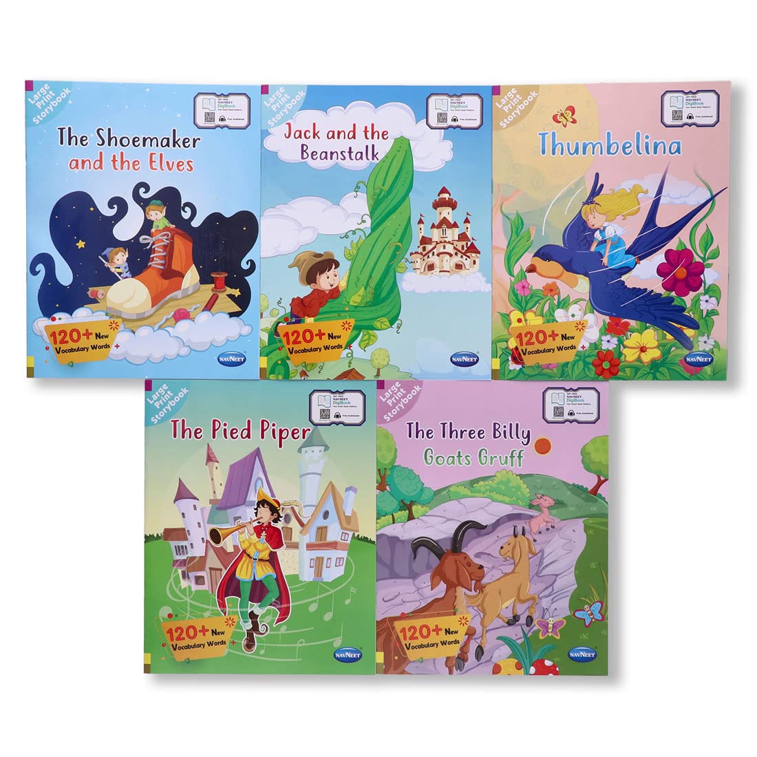 Navneet Large Print Storybooks 2  Set Of 5 Books With 120+ Vocabulary Words With Colourful Illustrations Read Aloud Stories 