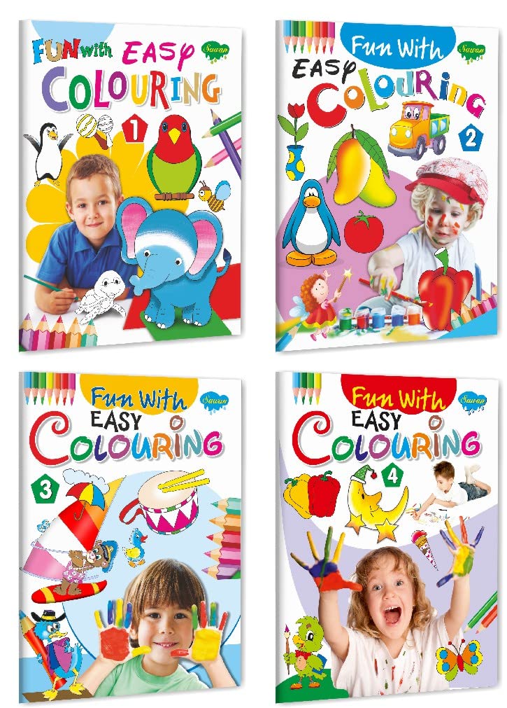 Sawan Fun With Easy Colouring Books  1 To 4 | Set Of 4 Books