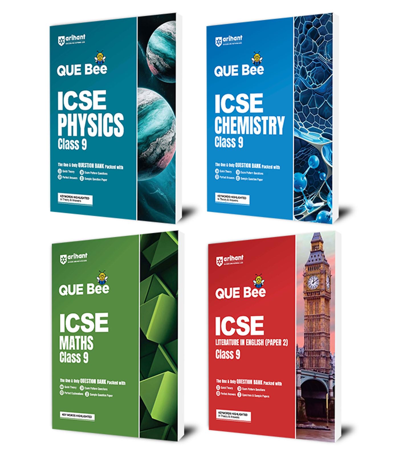 Arihant QUE Bee ICSE Maths,physics, chemistry,Literature In English (Paper 2) Class 9 Exam 2026 | Quick Theory, Exam Pattern Que
