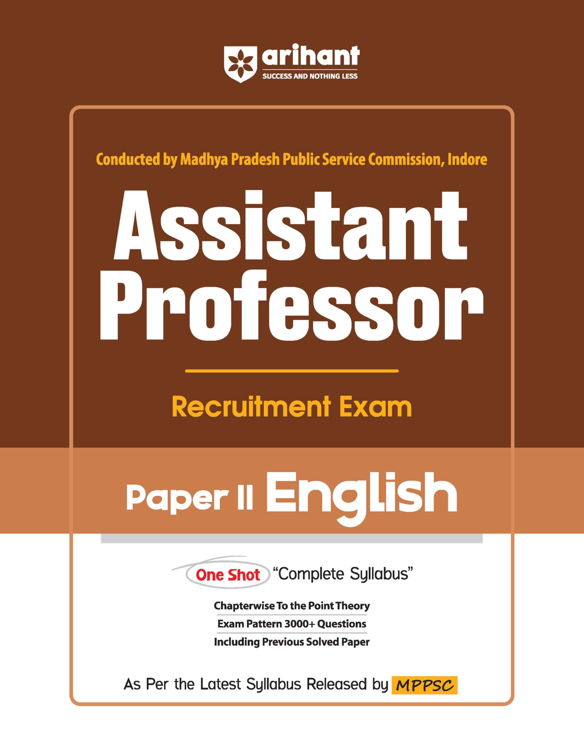 (Old Edition) Arihant Madhya Pradesh Assistant Professor Recruitment Exam Paper II English| As per the latest syllabus issued by