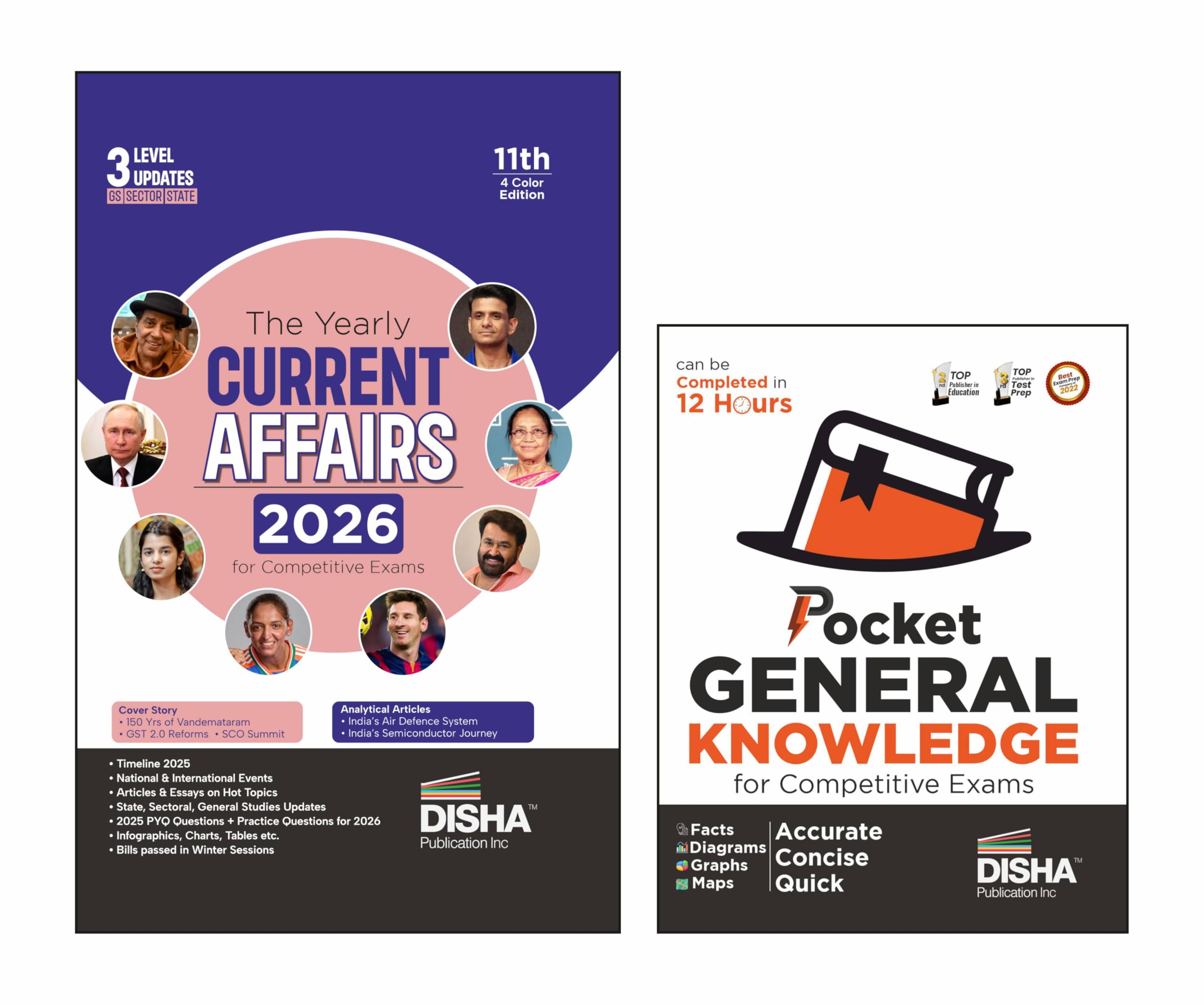 Disha Combo (2 Books) Pocket General Knowledge & Yearly Current Affairs 2026 For Competitive Exams 4Th Edition | Gk | Upsc, Stat