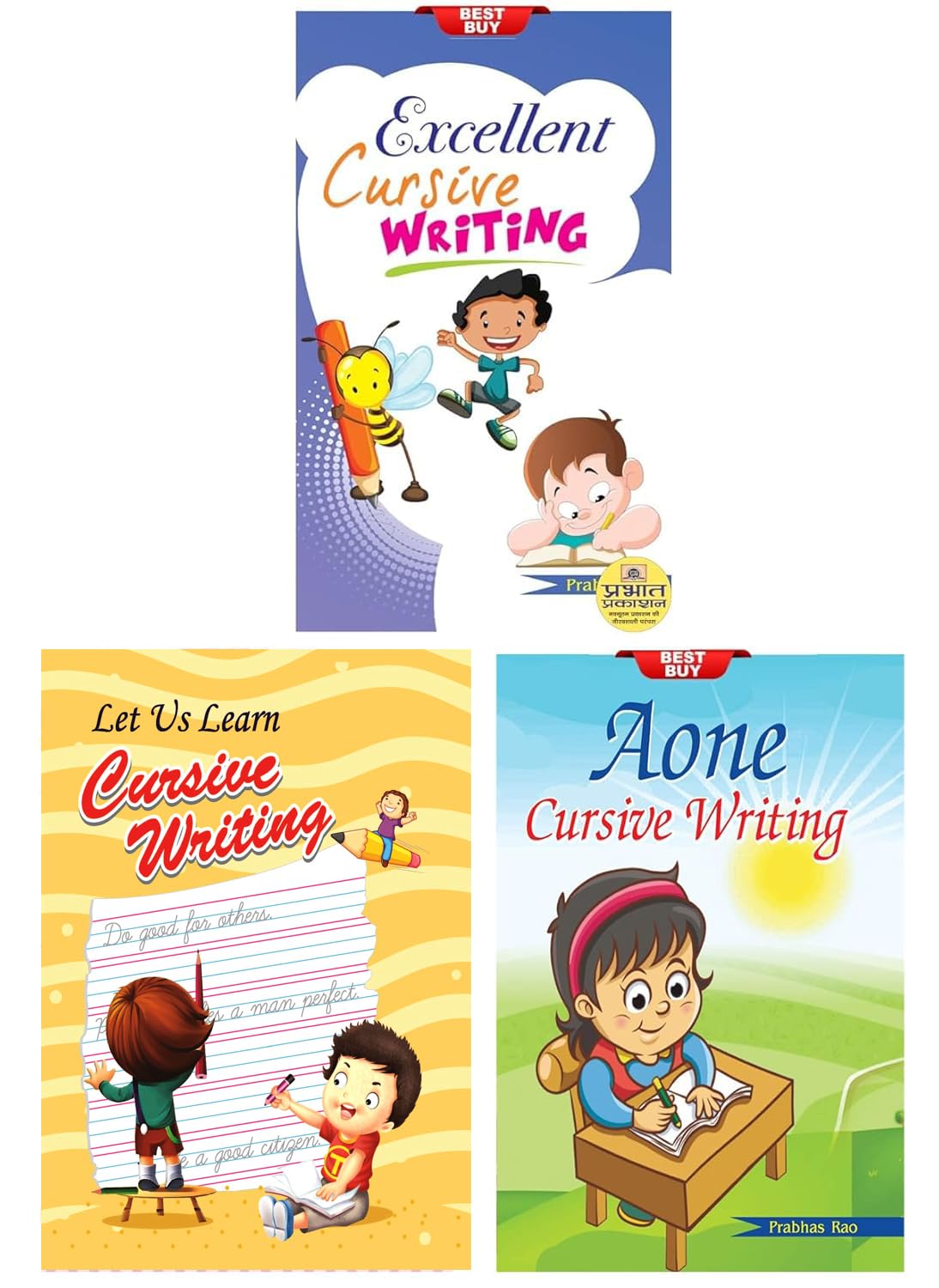 Cursive Writing Combo for Children (Set of 3 Children 2 Color Books) [Excellent Cursive Writing + Aone Cursive Writing + Super C
