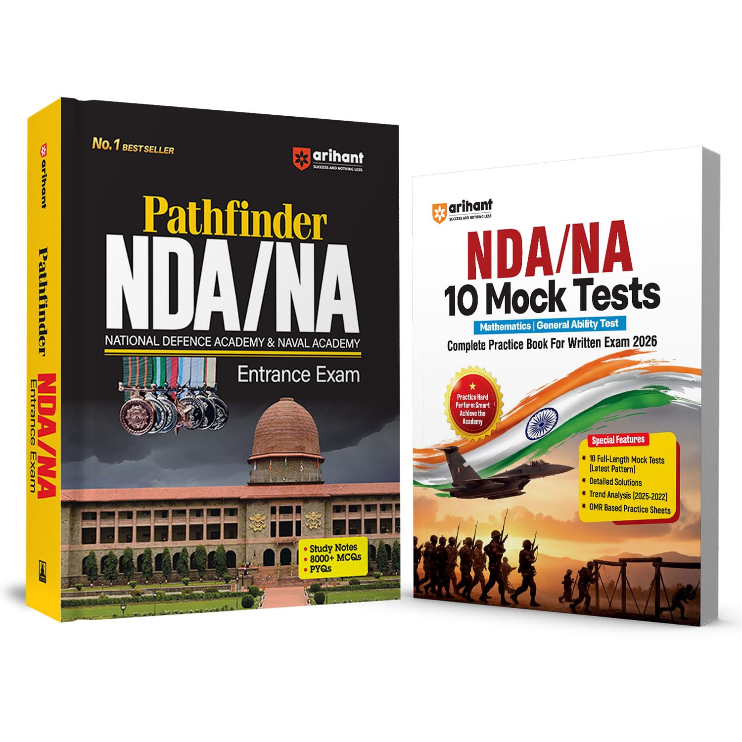 Arihant Pathfinder NDA/NA Entrance Exam 2026 Combo | NDA & Naval Academy Complete Study Pack with 10 Mock Tests | Maths & GAT | 