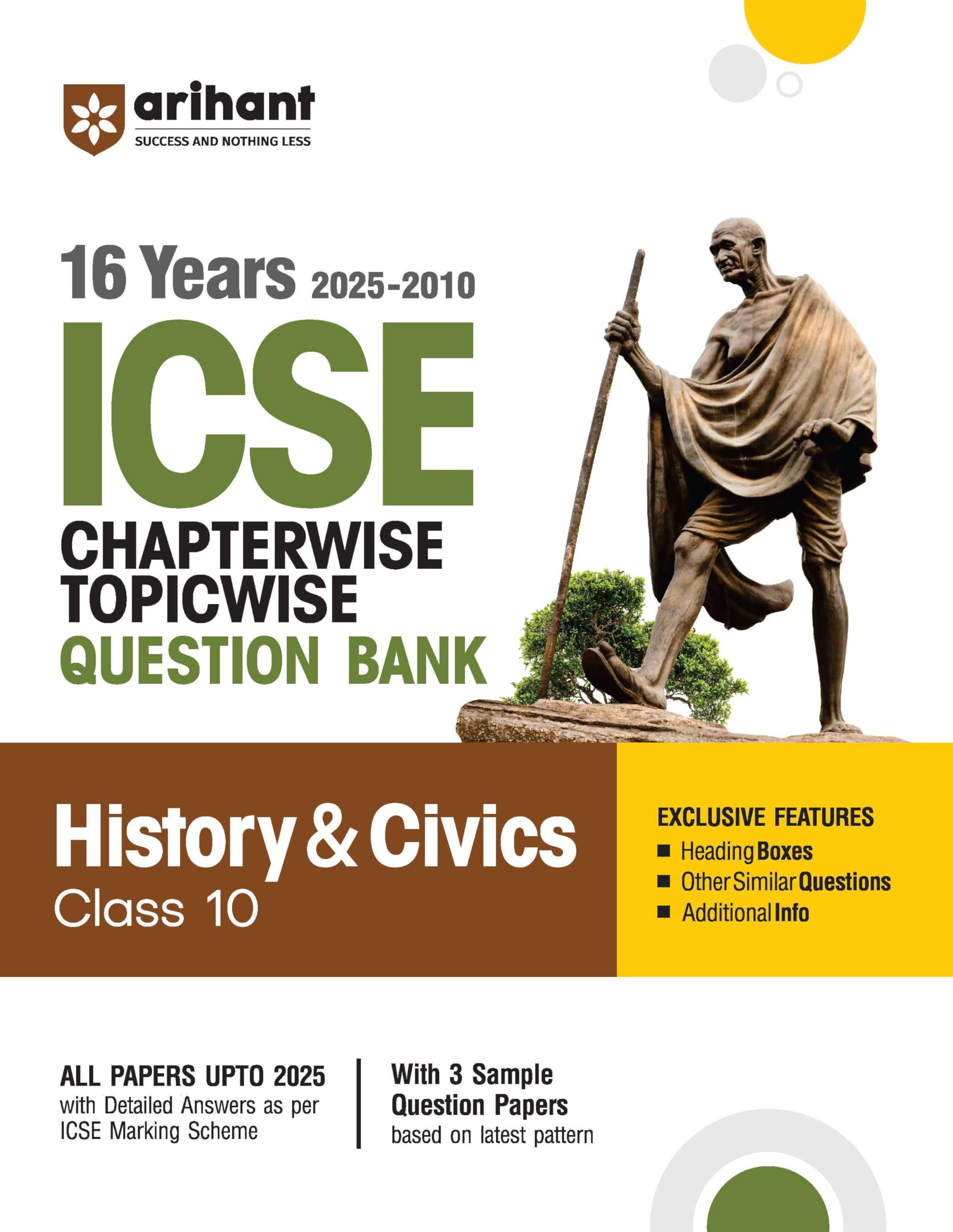 Arihant Icse Question Bank Chapterwise & Topicwise Class 10 History & Civics For 2026 Board Exam | With 16 Years Solved Papers (