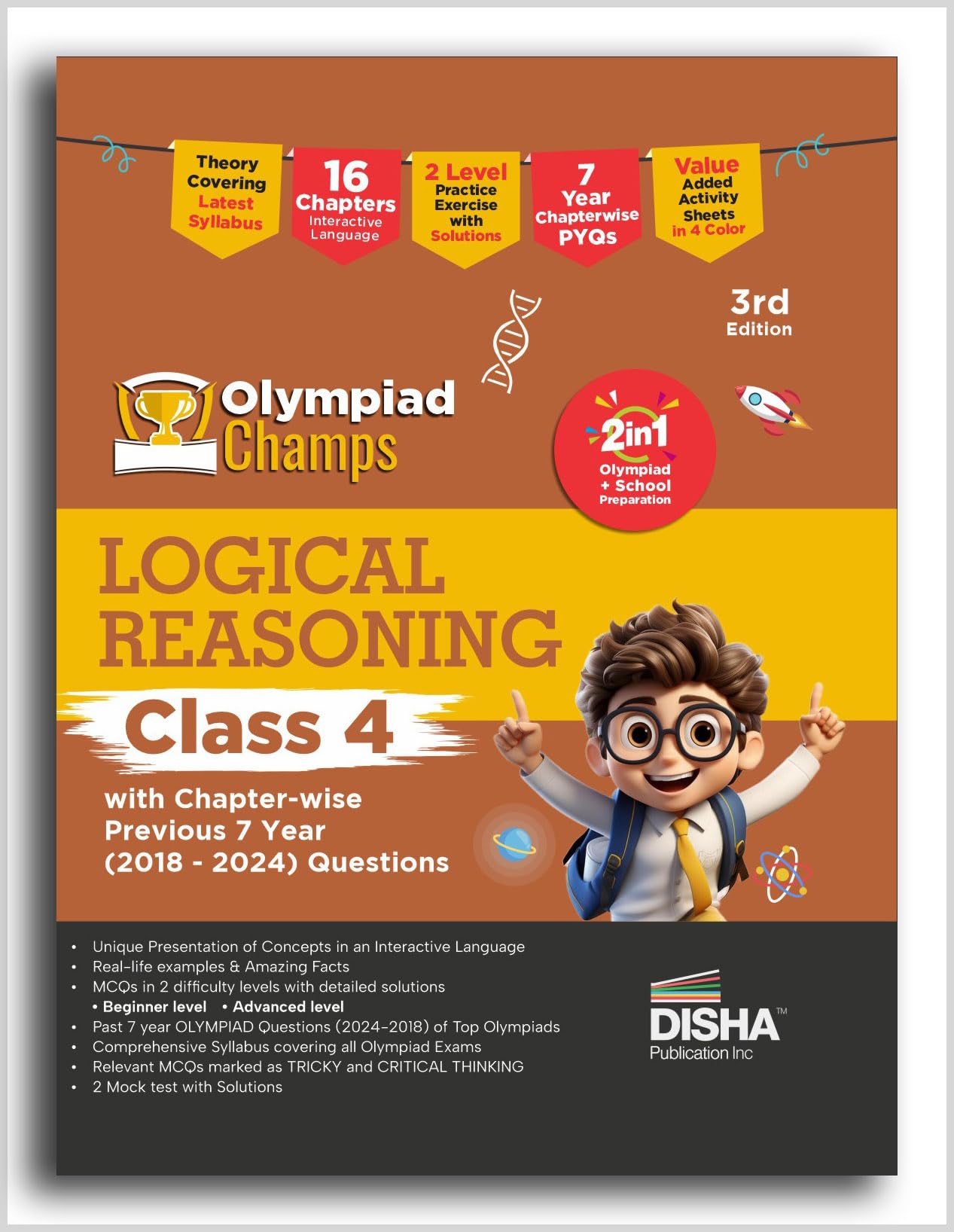 Old Edition  Disha Olympiad Champs Logical Reasoning Class 4 With ChapterWise Previous 7 Year (2018  2024) Questions 3Rd Edit