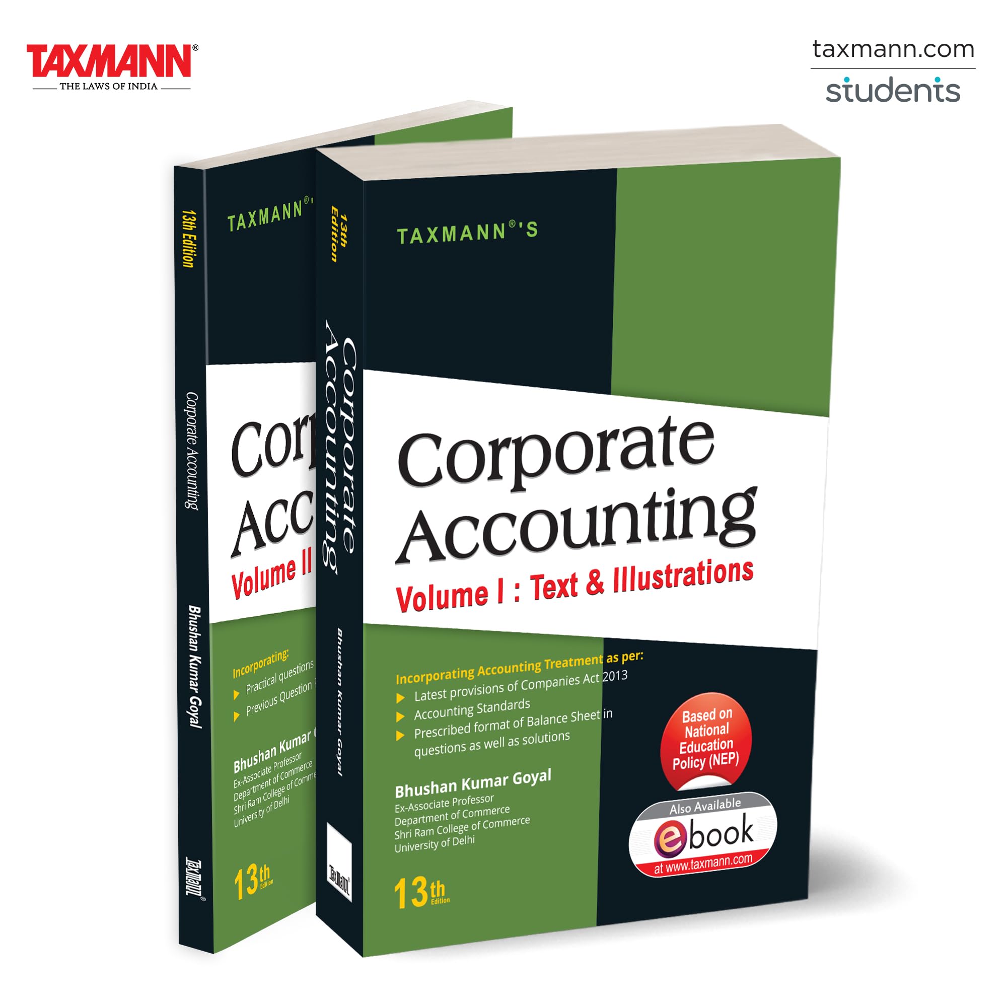 Taxmanns Corporate Accounting (NEP)  Comprehensive Twovolume Textbook that Integrates Company Law | Accounting Standards | I