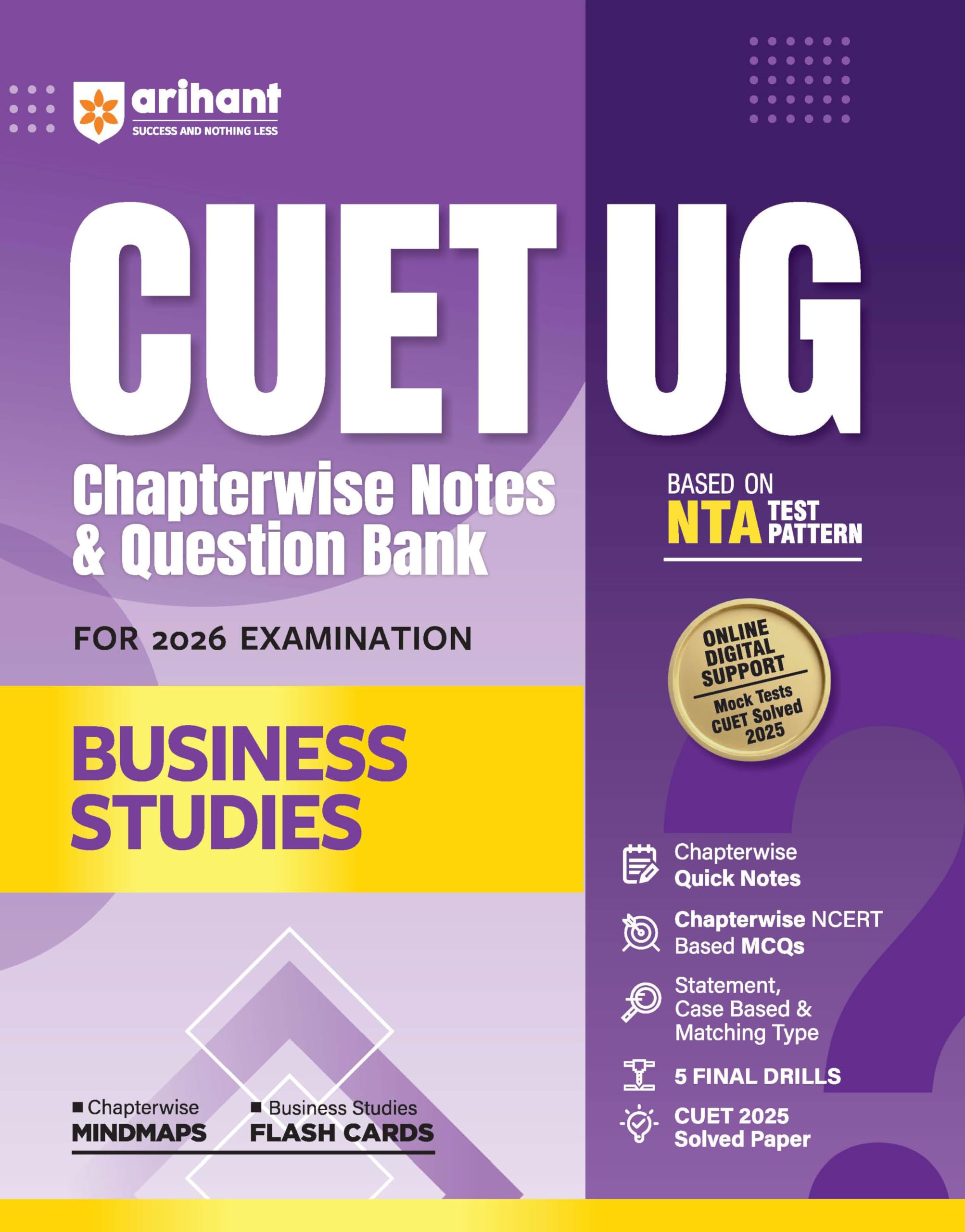 Arihant Cuet Ug Business Studies Chapterwise Notes & Question Bank 2026 | Based On Latest Nta Pattern | Chapterwise Quick Notes,