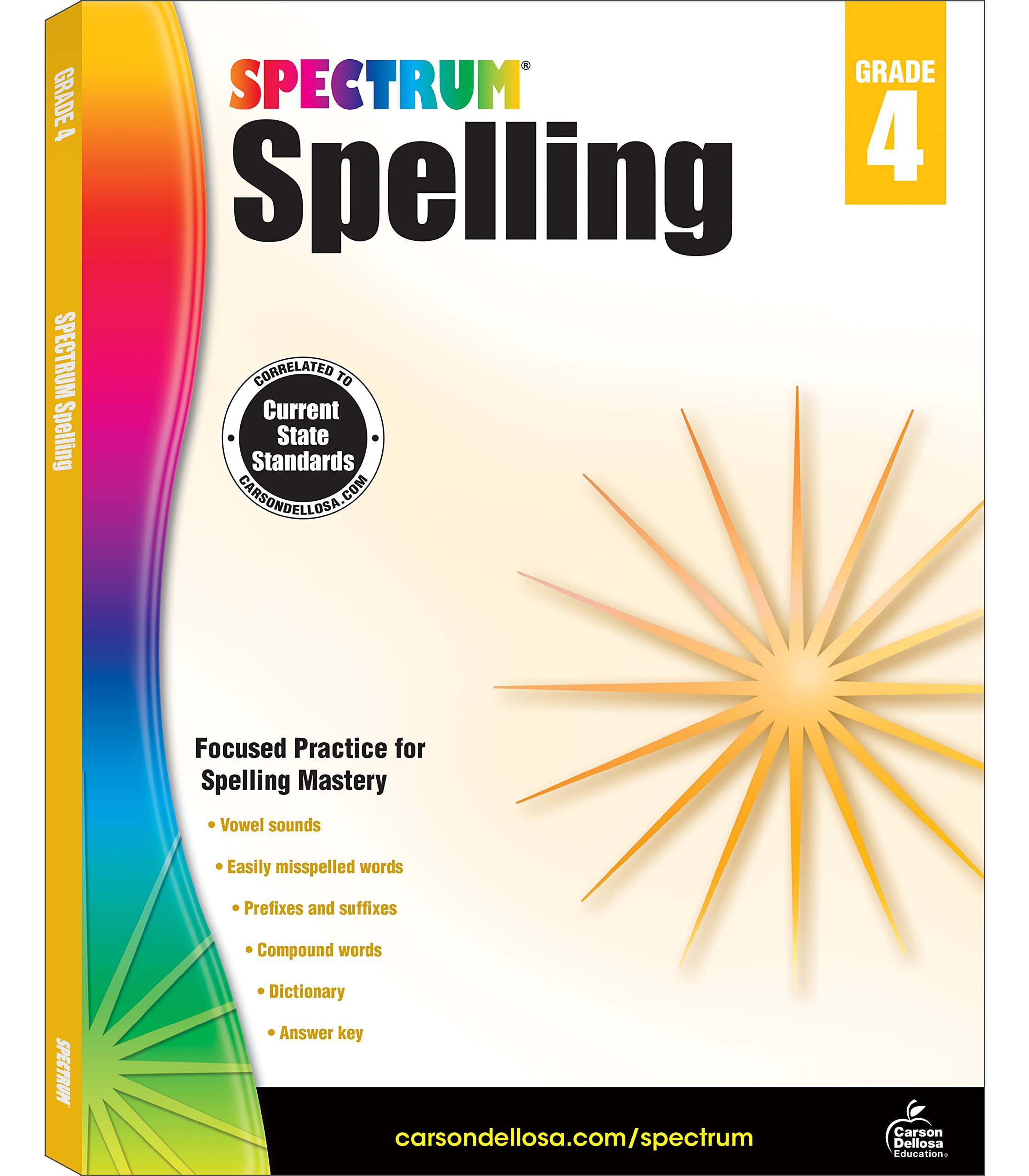 Spectrum Grade 4 Spelling Workbook, Compound Words, Dictionary Skills, Prefixes, Suffixes, Vowels, Vocabulary, Grammar, and More