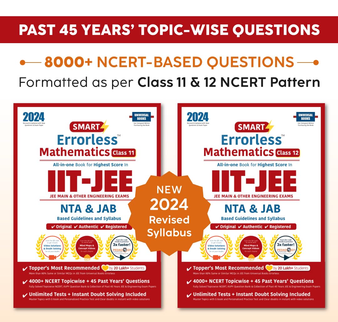 Smart Errorless Maths JEE(Main and Advanced) Class 11 & 12(2024)  NCERT Based | 6000+ NCERT & New Pattern Questions | 45 Past Y