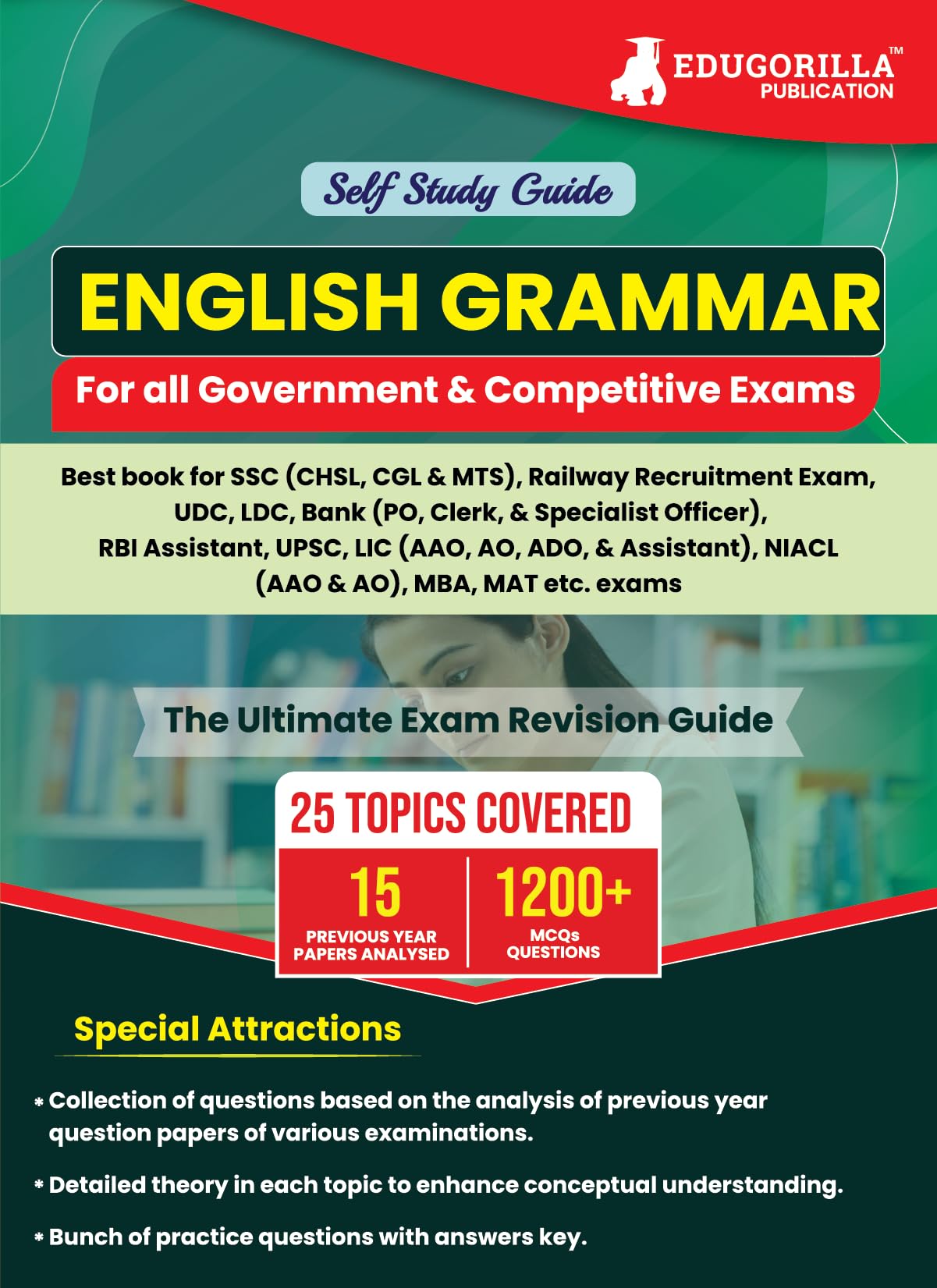 English Grammar : Self Study Guide Book For Complete Preparation With 25 Topics Covered (1200+ Mcqs Questions)  Useful For All 