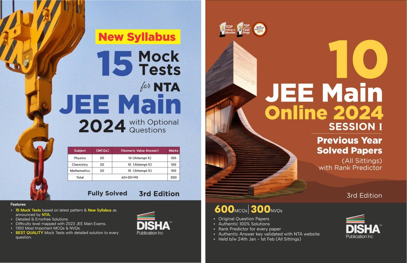 Combo (Set Of 2 Books) 10 Jee Main Online 2024 Session I Previous Year Solved Papers (All Sittings) With 15 New Syllabus Mock Te