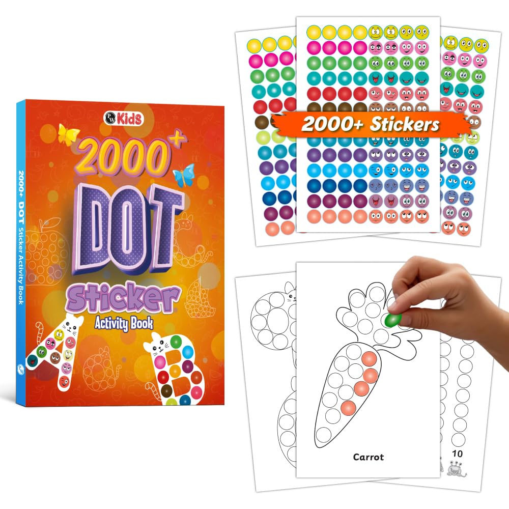 2000+ Dot Sticker Activity Book For 3+ Years Old Toddlers | Fun Sticker Set, Focus Builder, A to Z letters (Uppercase & Lowercas