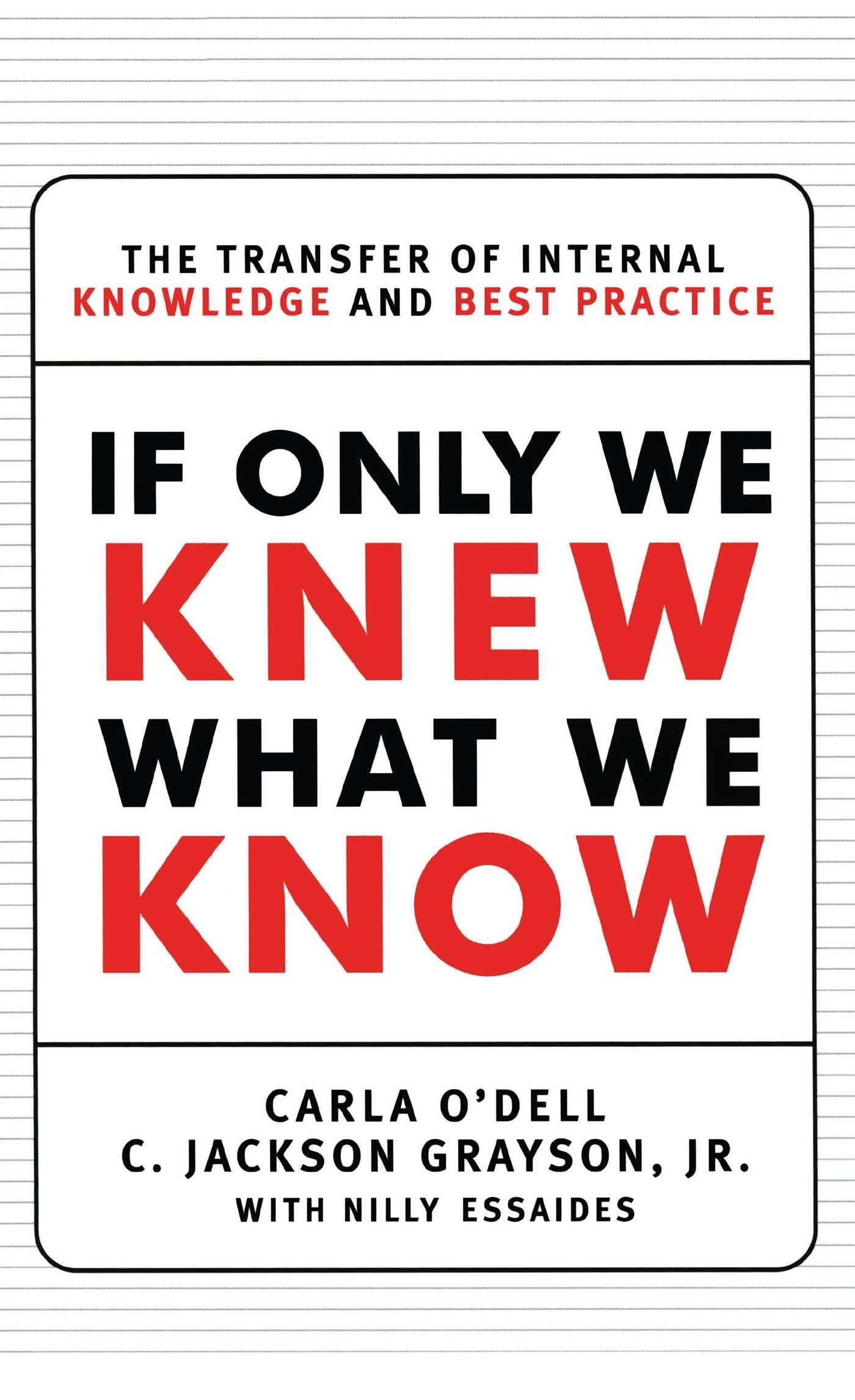 If Only We Knew What We Know: The Transfer of Internal Knowledge and Best Practice