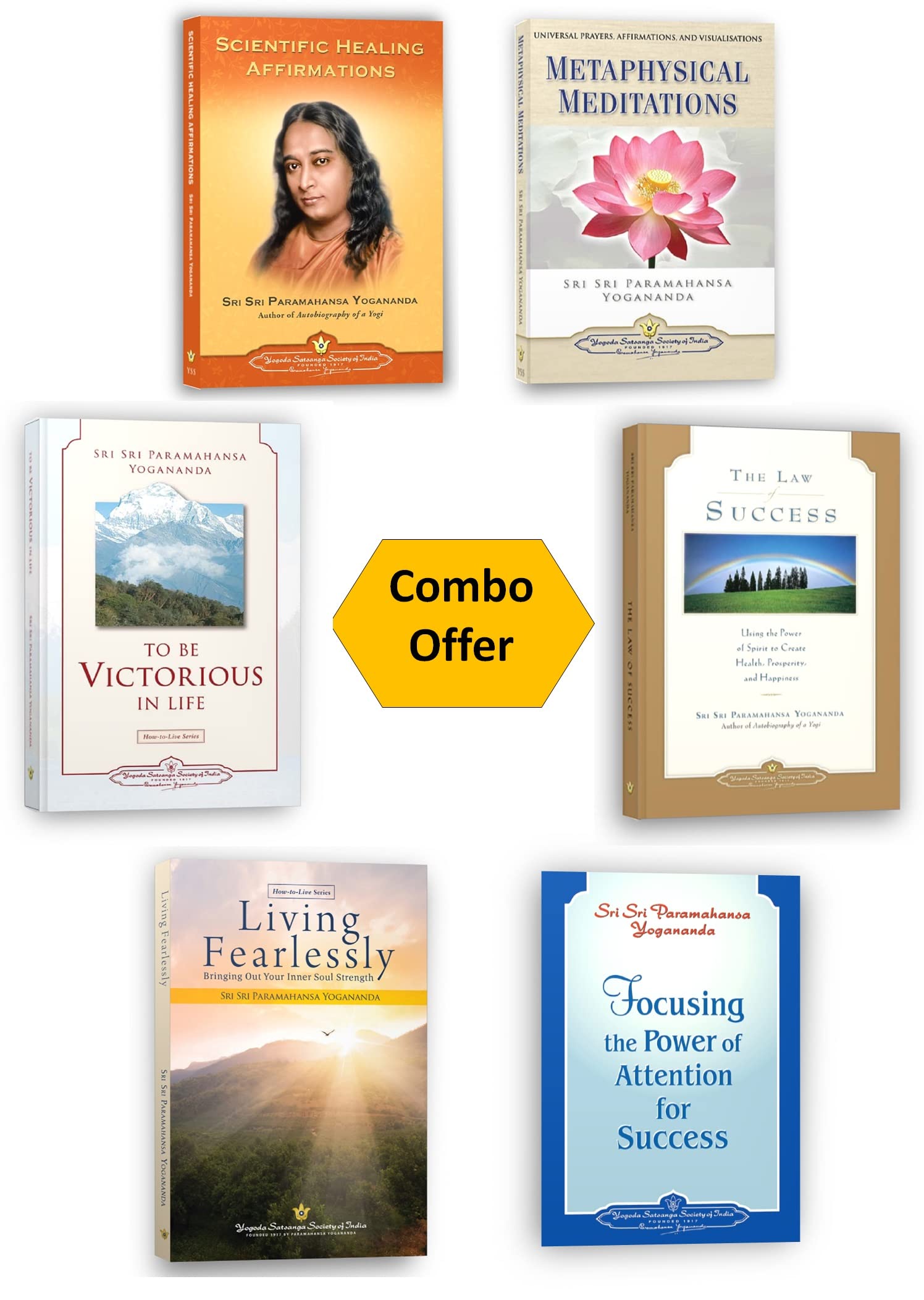 Scientific Healing Affirmations + Metaphysical Meditations + Living Fearlessly + Law of Success Hardcover book Paramahansa Yogan