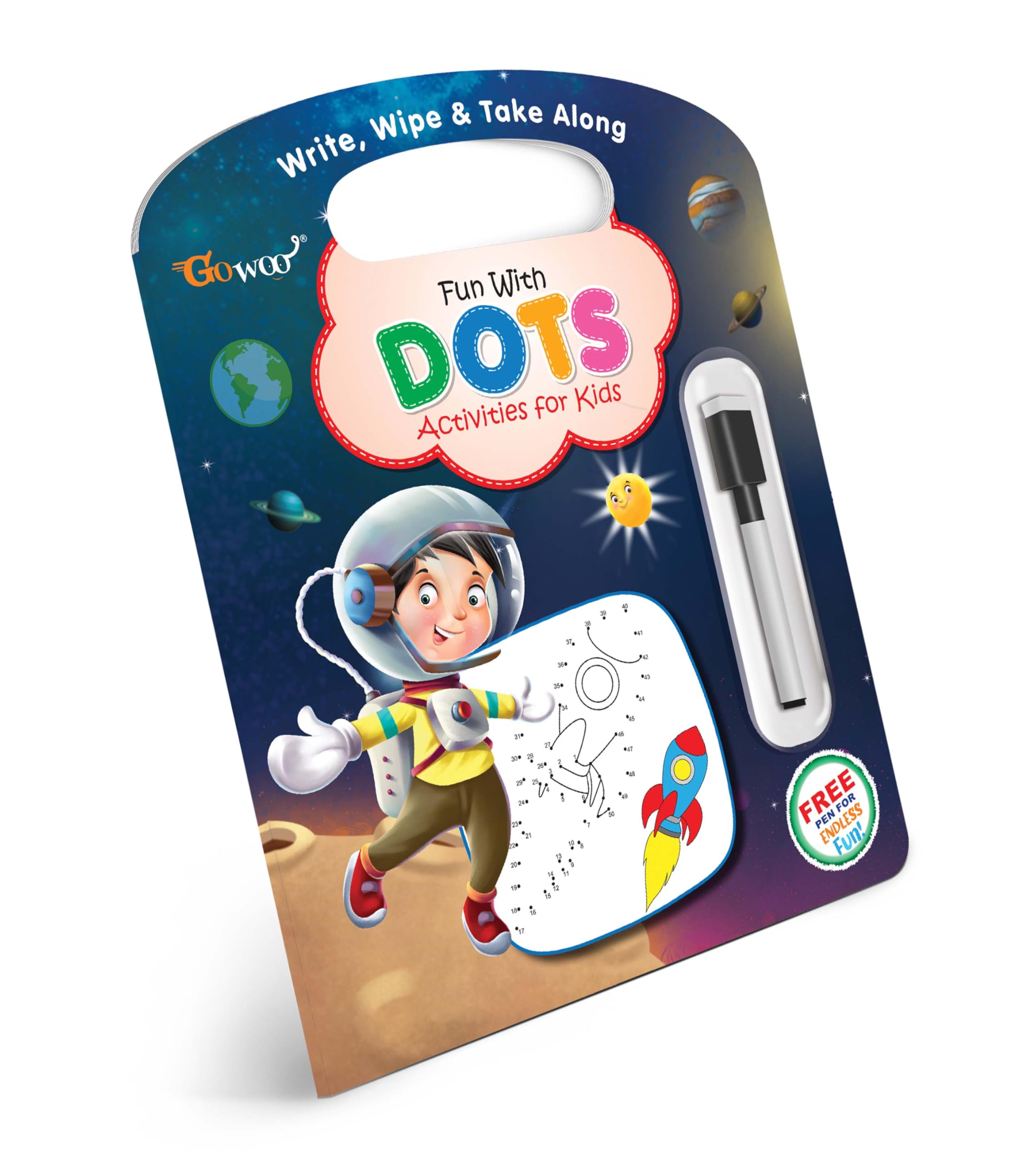 Write, Wipe & Take Along Fun With Dots With Pen : reusable pen and wipe book, dottodot activity book for kindergarten, write 