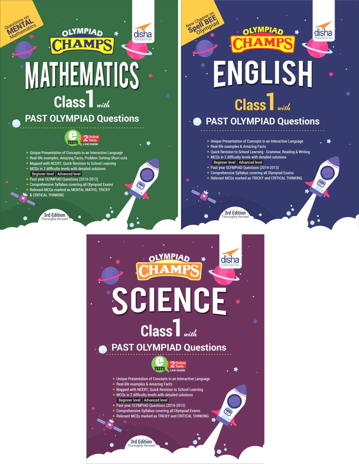 Olympiad Champs Science, Mathematics, English Class 1 With Past Questions 3Rd Edition (Set Of 3 Books)