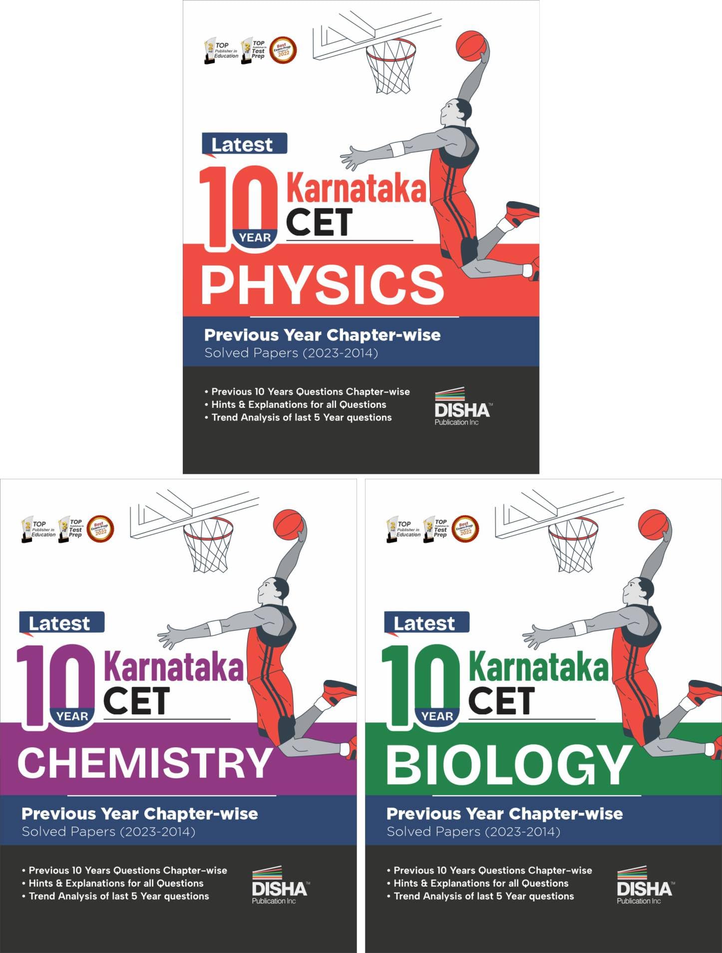 Latest 10 Year Karnataka Cet Physics, Chemistry & Biology Previous Year ChapterWise Solved Papers (2023  2014) | Kcet Pyqs Que