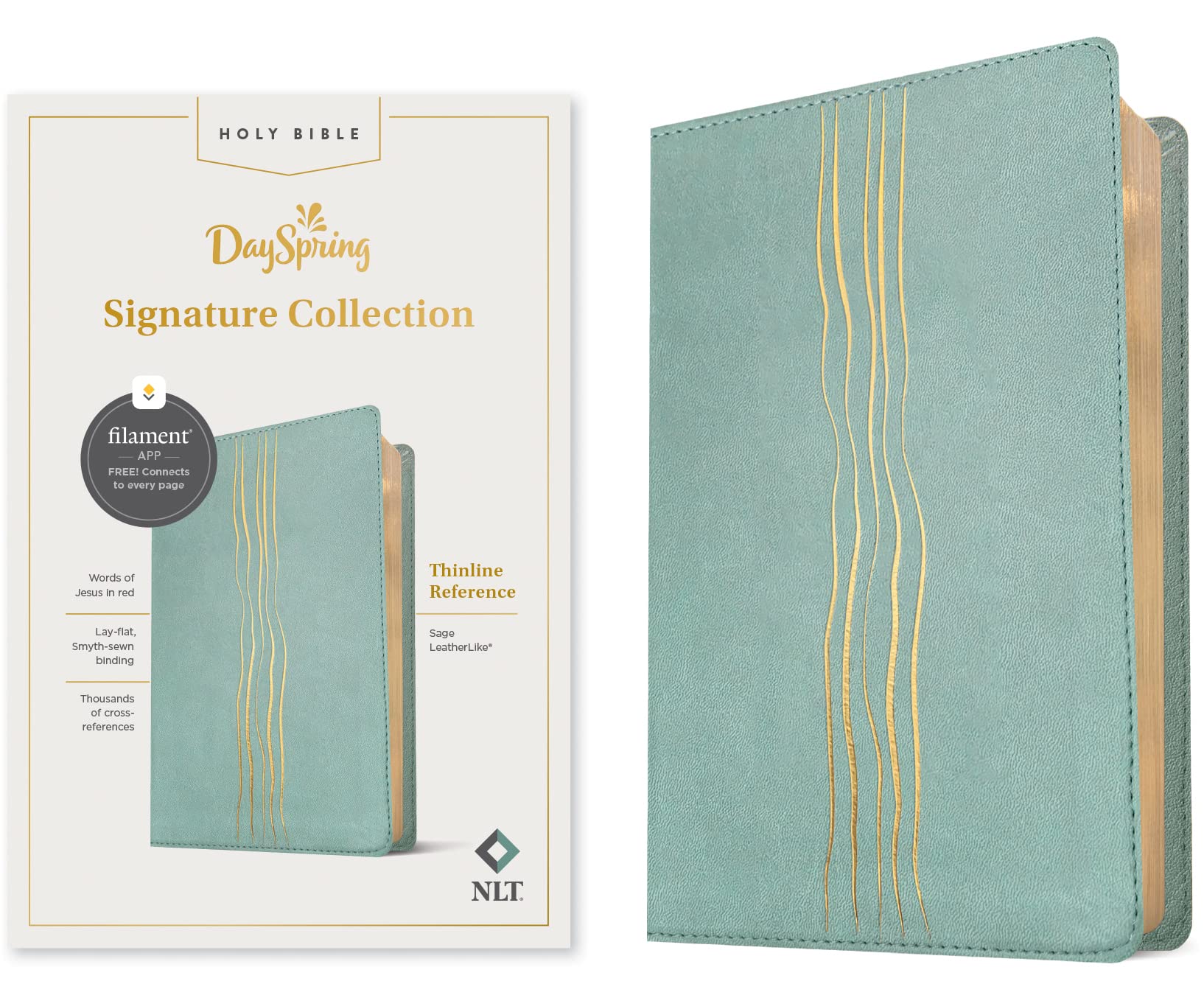 NLT Thinline Reference Bible, Filament Enabled (LeatherLike, Sage, Red Letter): DaySpring Signature Collection