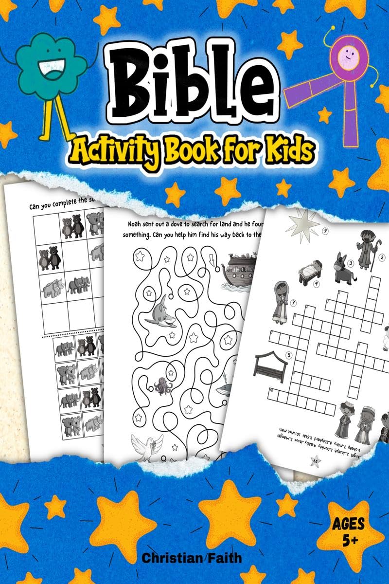Bible Activity Book for Kids : A Bible Themed Puzzle Book for Children Ages 5+ Including Mazes, Spot the Difference, Coloring, D
