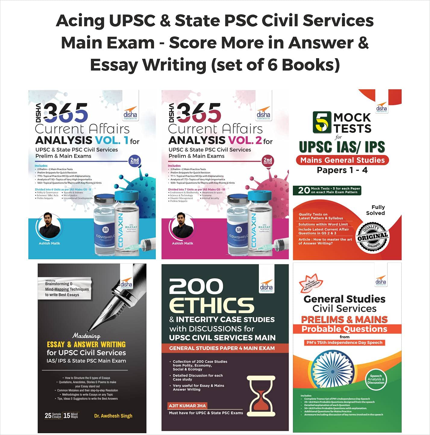 Acing Upsc & State Psc Civil Services Main Exam  Score More In Answer & Essay Writing (Set Of 6 Books)