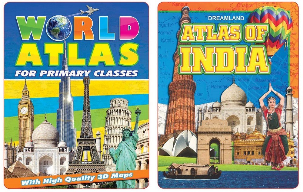 Atlases Books Pack A Set Of 2 Books For Children Age 9 12 Years | World Atlas And Atlas Of India