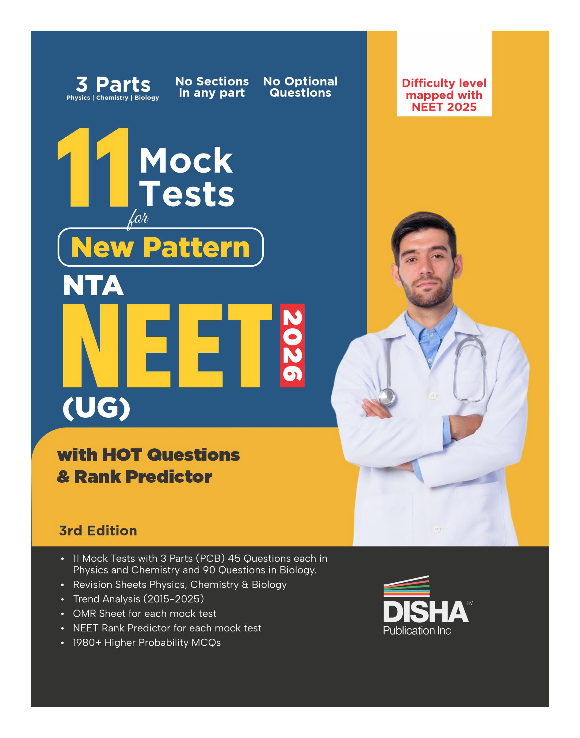 Disha 11 Mock Test Series for New Pattern NTA NEET (UG) 2026 with HOT Questions & Rank Predictor 3rd Edition | Physics, Chemistr