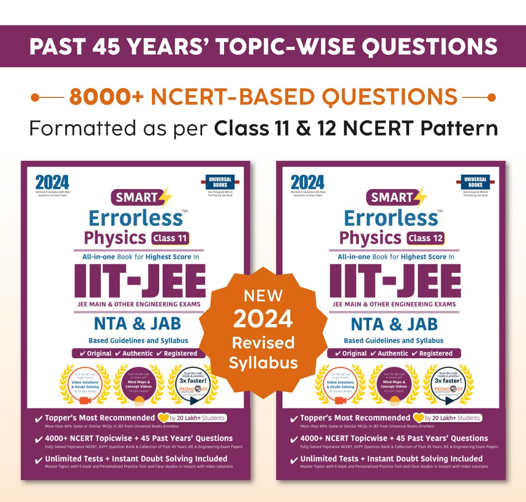 Smart Errorless Physics JEE(Main and Advanced) Class 11 & 12(2024)  NCERT Based | 6000+ NCERT & New Pattern Questions | 45 Past