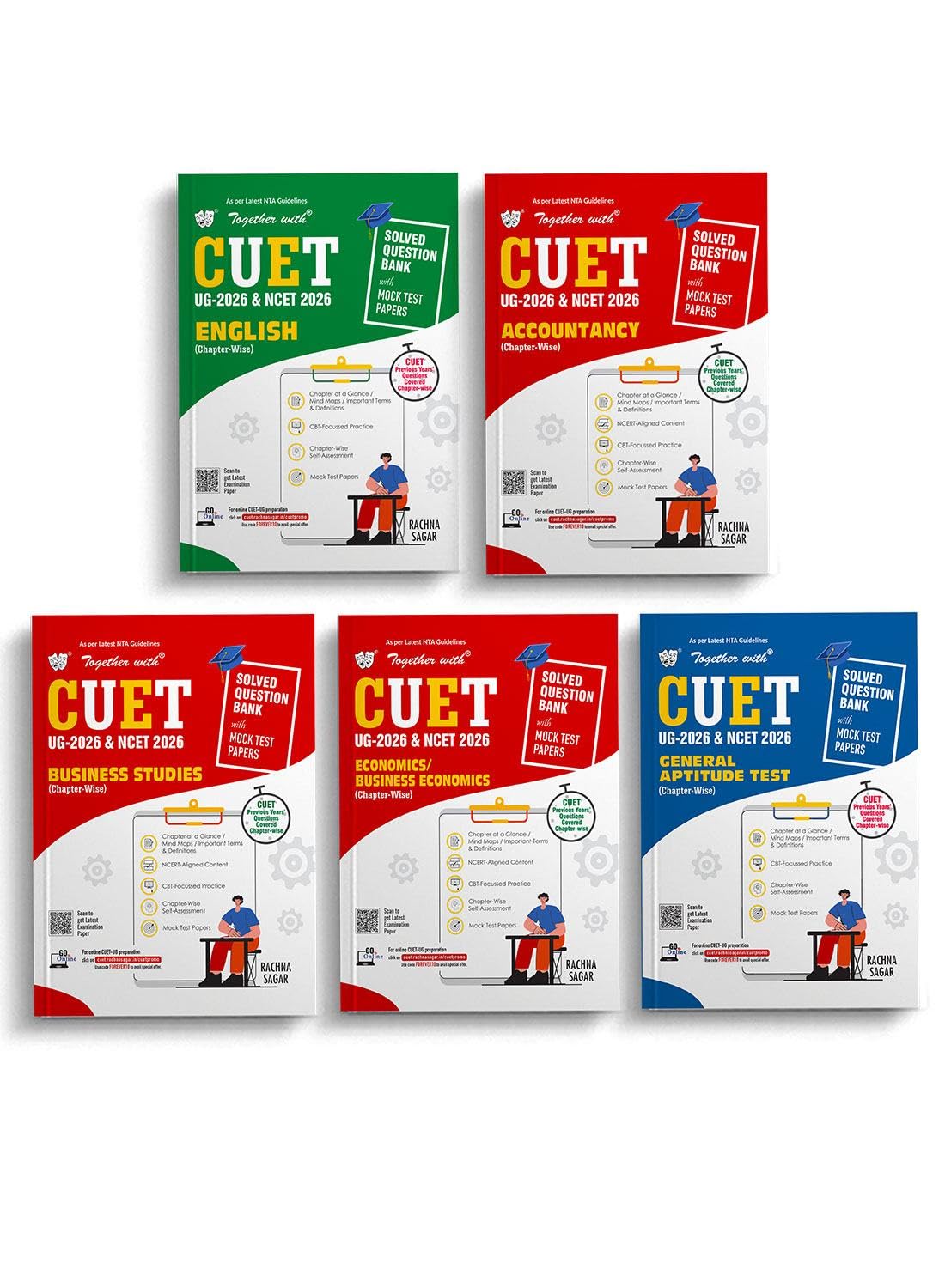 Together with Combo of 5 Books for CUET UG 2026 Commerce Stream  English, Accounts, Business Studies, Economics & General Test 