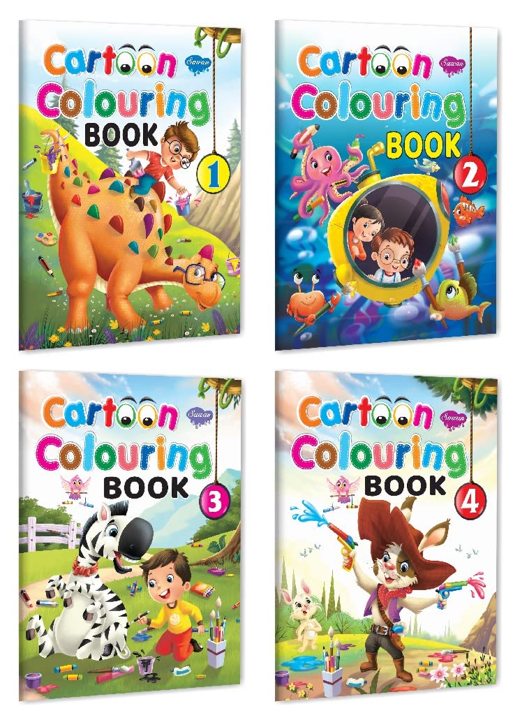 Sawan Cartoon Colouring Book  1 To 4 | Set Of 4 Books