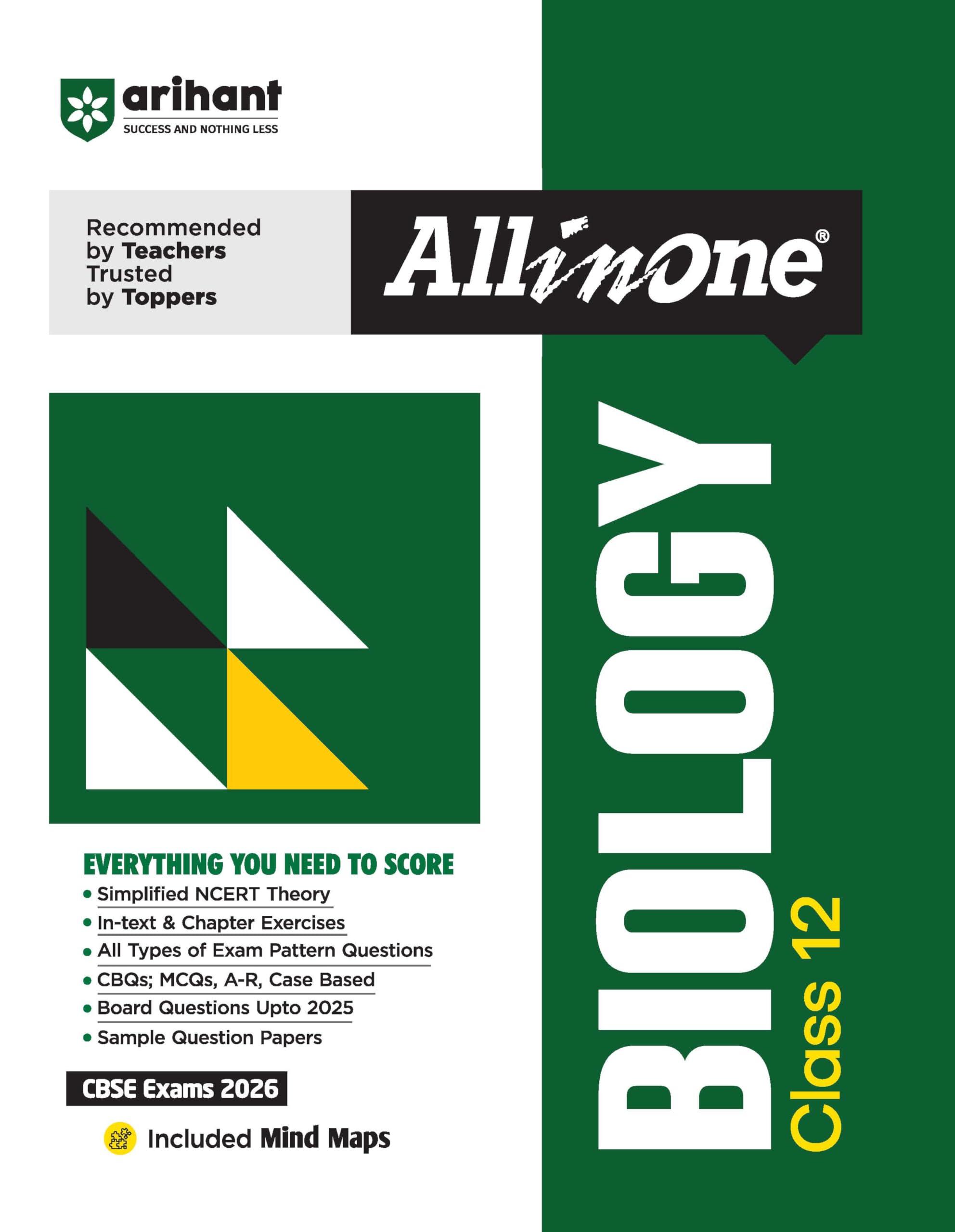 Arihant All In One Biology Class 12 For Cbse Exams 202526 | Simplified Theory, Topicwise Illustrations & Practice Questions, Al
