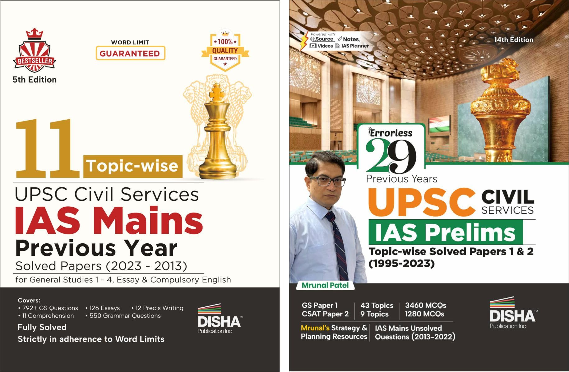 Upsc Civil Services TopicWise Previous Year Solved Papers Combo (Set Of 2 Books)  29 Year Ias Prelims & 11 Year Mains General 