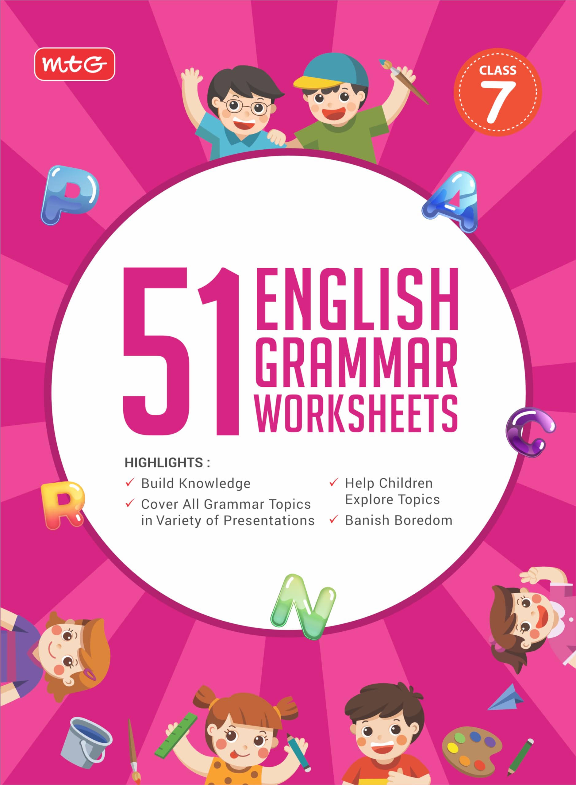 Mtg 51 English Grammar Worksheets Class 7  Grammar Work Books To Practice English Concepts In Interactive Way (Based On Cbse/Nce