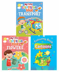 Colouring Books  3 (Set Of 3 Books)  Flowers, Transport, Cartoons