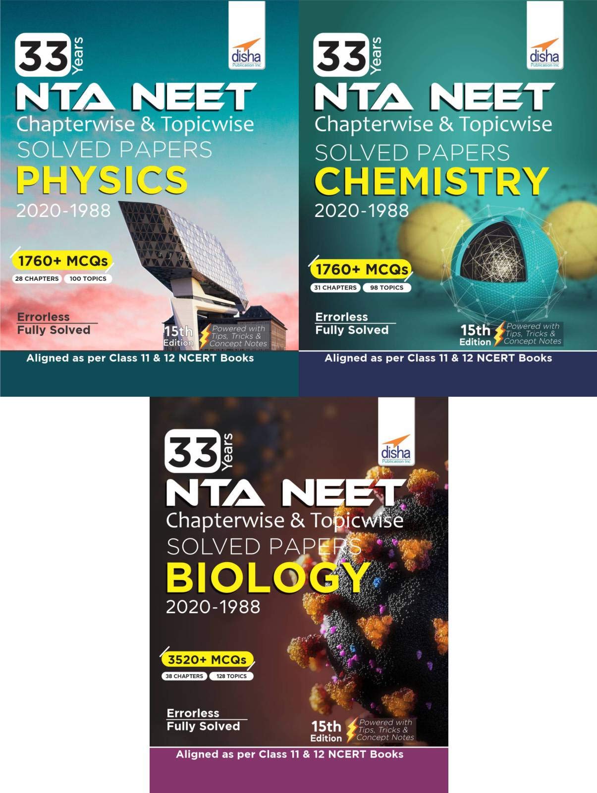 33 Years Neet Chapterwise & Topicwise Solved Papers Physics, Chemistry & Biology (2020  1988) 15Th Edition