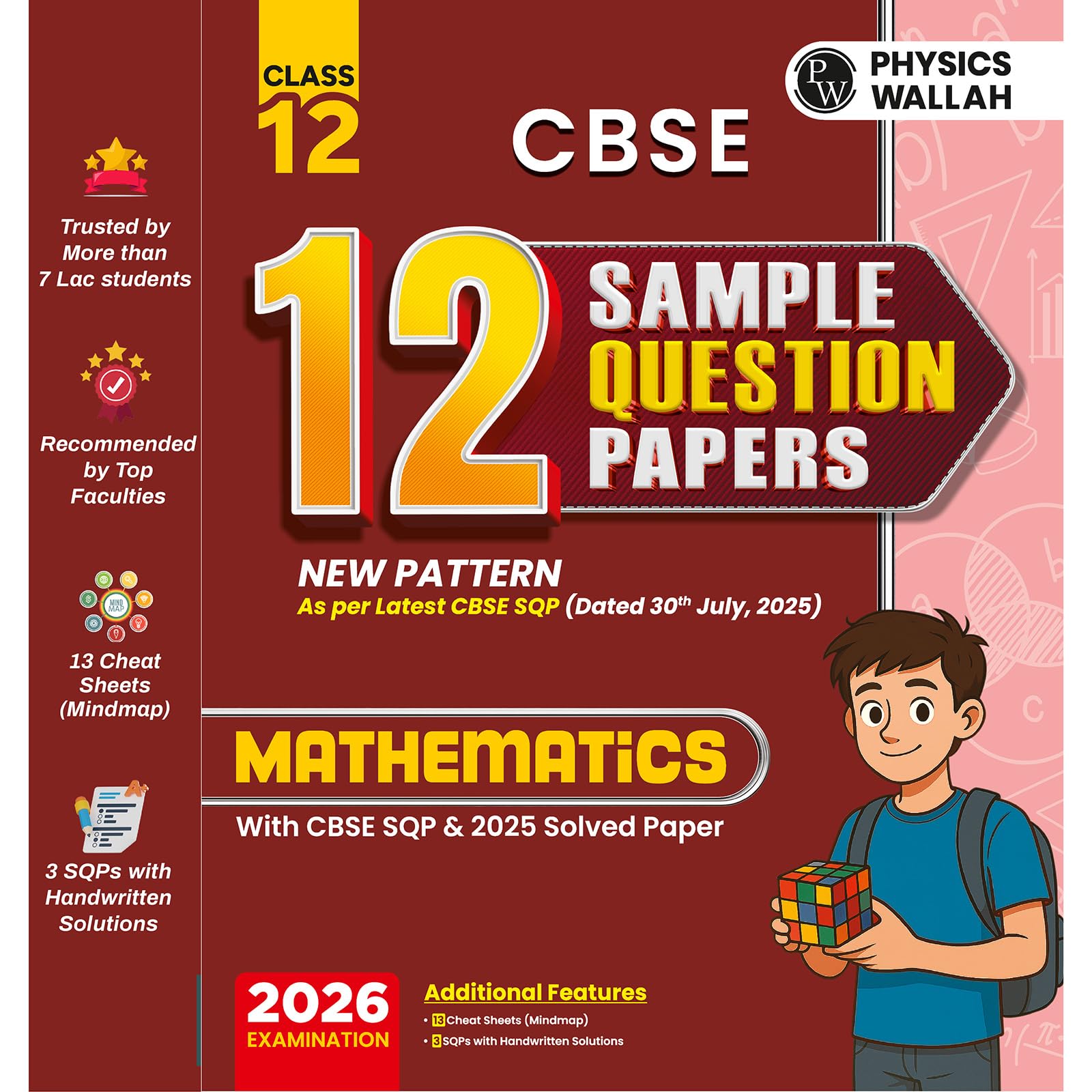 Pw Cbse Class 12 Sample Papers MathematicsFor 2025  2026 Board Exam | 15 NewPattern Papers Per Subject + 111 Most Probable Que