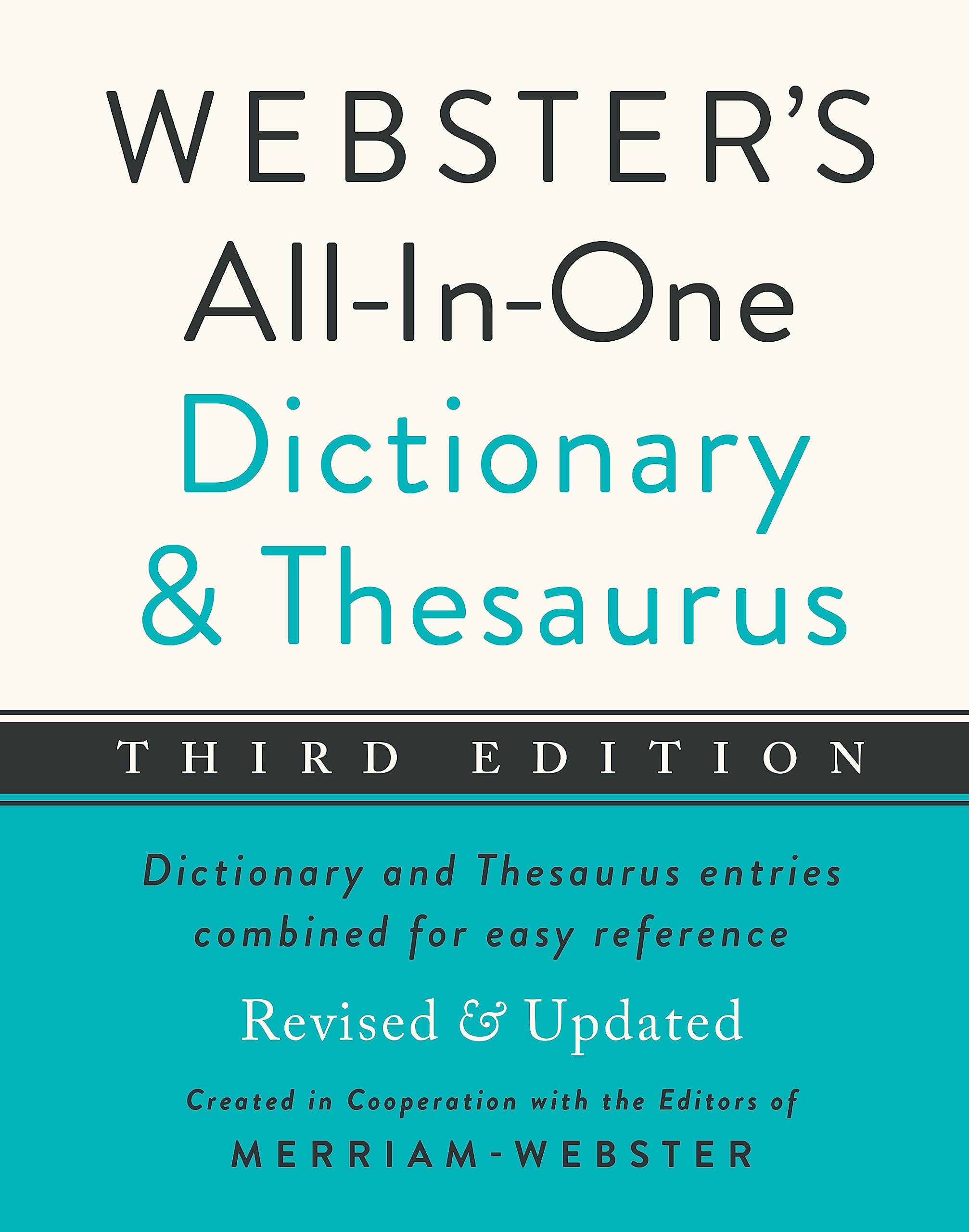 Websters AllInOne Dictionary and Thesaurus, Third Edition, Newest Edition