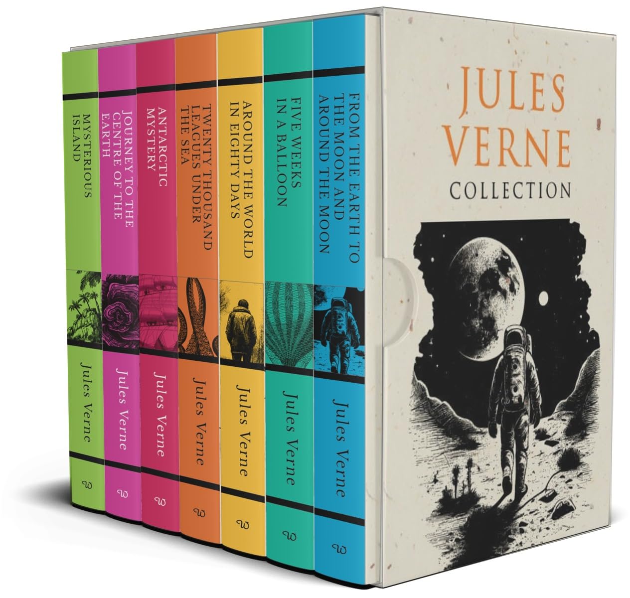 Jules Verne Classic Collection 7 Books Set (Journey to the Centre of the Earth, Around the World in Eighty Days, The Mysterious 