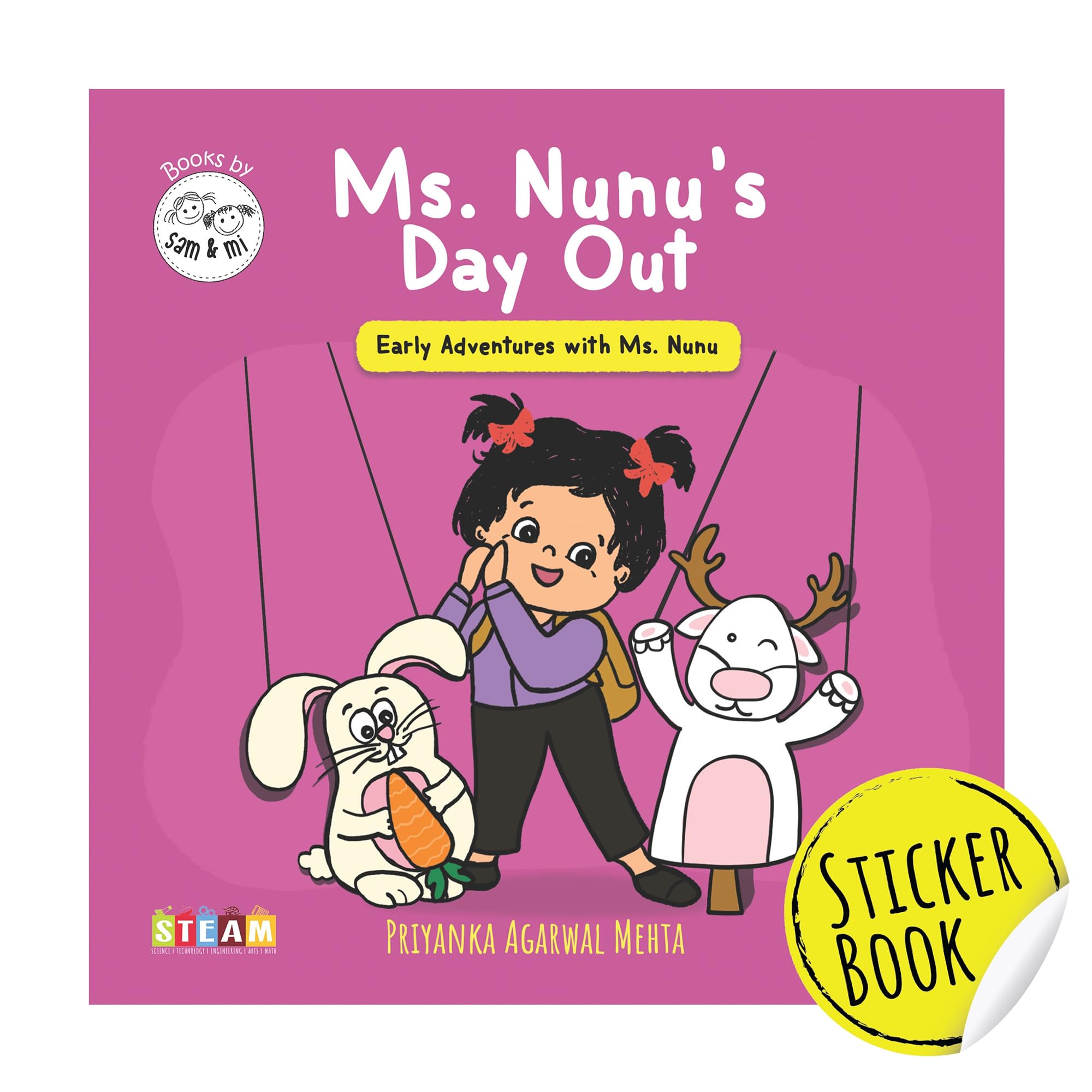 Ms. Nunus Day Out by SAM & MI | Sticker & Activity Book for Toddlers | ScreenFree Interactive Fun for Kids, Boys & Girls | Perf
