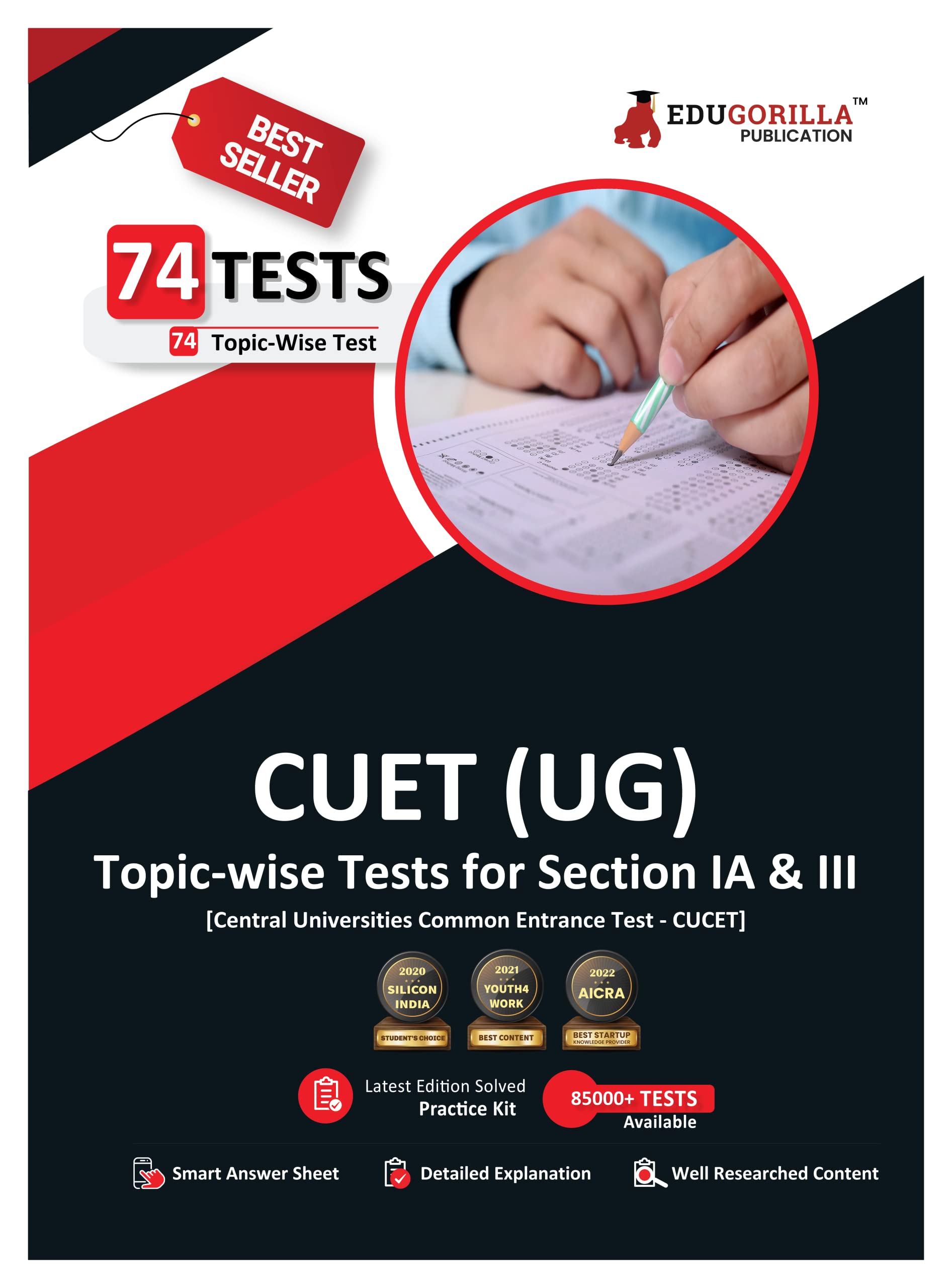 Edugorilla Nta Cuet Ug Book 2024 : National Testing Agency (English Edition)  74 TopicWise Tests (2200 Solved Questions) With 