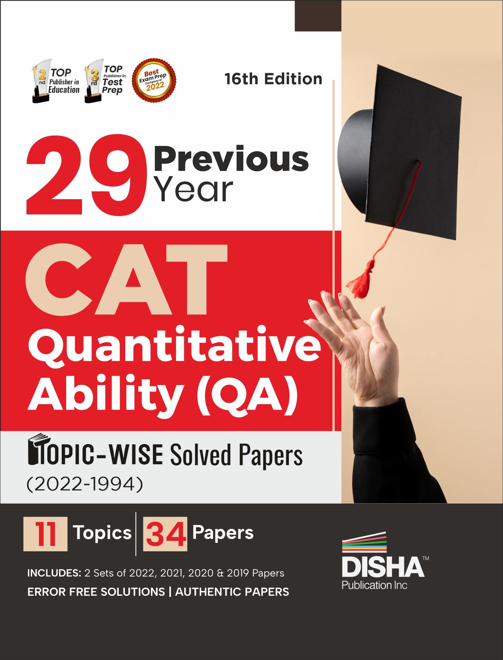 29 Previous Year Cat Quantitative Ability (Qa) TopicWise Solved Papers (2022  1994) 16Th Edition | Previous Year Questions Pyq