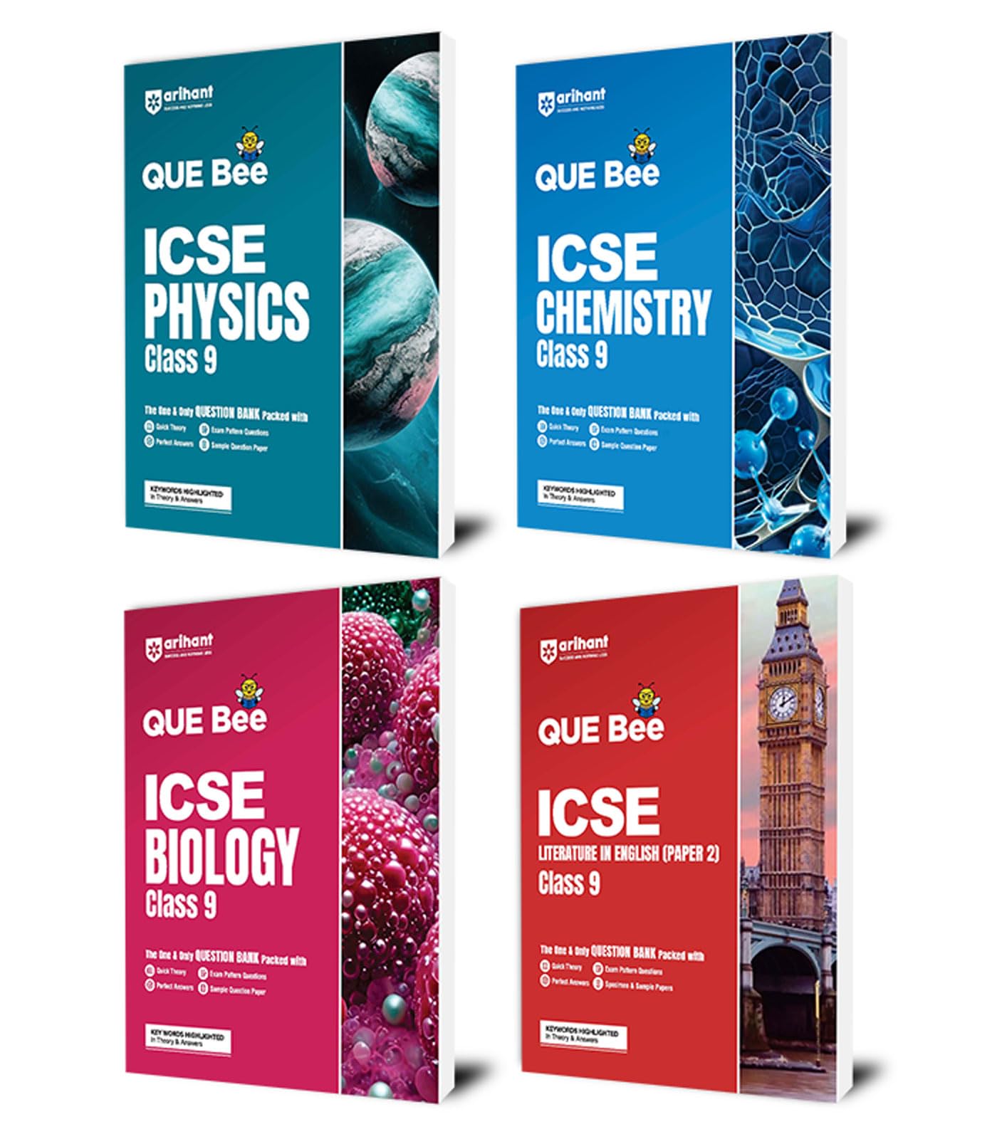 Arihant QUE Bee ICSE Biology,physics, chemistry, Literature In English (Paper 2) Class 9 Exam 2026 | Quick Theory, Exam Pattern 