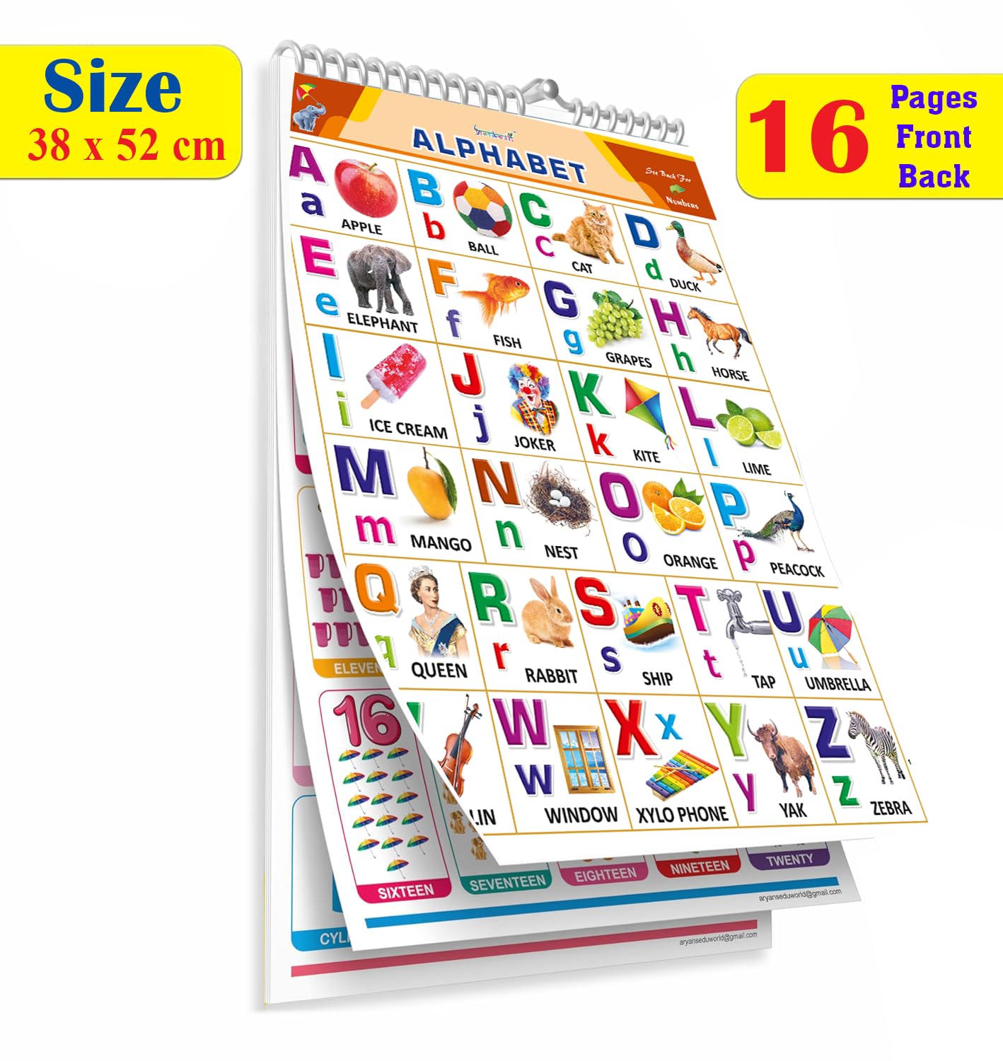 All In One English Abcd Chart For Kids (16 Charts ) 36 X 50 Cm  Children Spiral Wall Picture Chart Including Alphabet Charts Fo