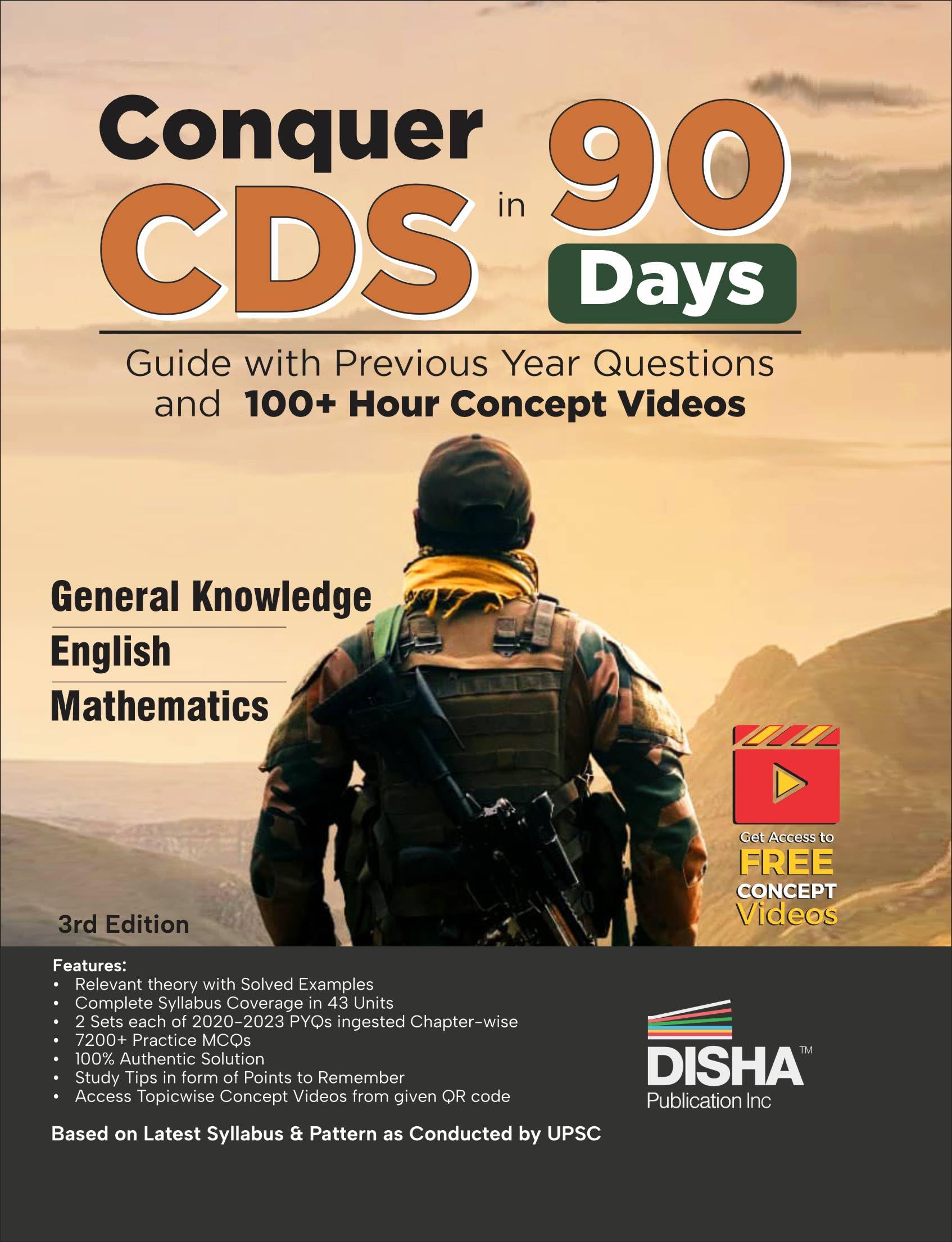 Conquer Cds In 90 Days  Guide With Previous Year Questions And 100+ Hour Concept Videos 3Rd Edition | Mathematics, General Know