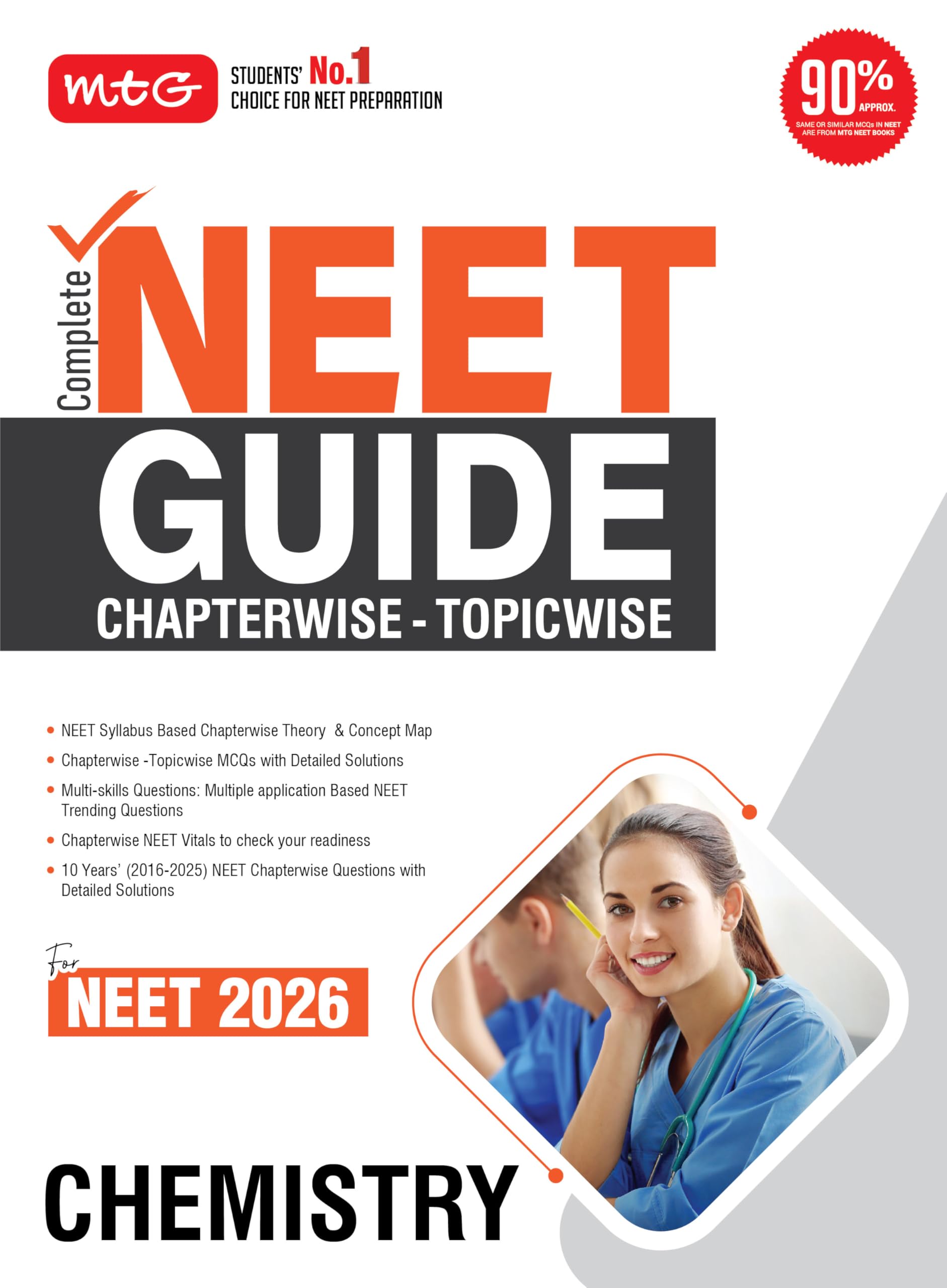 MTG Complete NEET Guide Chemistry Book For 2026 Exam  NEET Syllabus Based Chapterwise Theory, Topicwise MCQs & Concept Map | 10