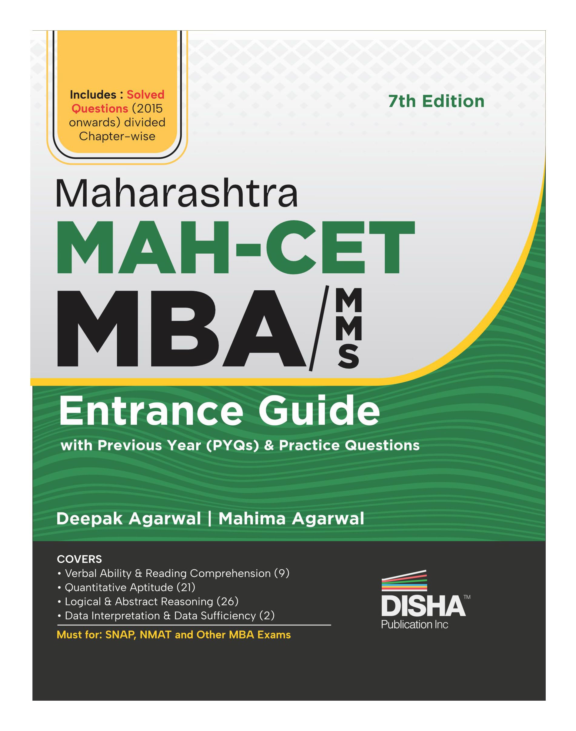 Disha Maharashtra MahCet Mba/ Mms Entrance Guide With Previous Year (Pyqs) & Practice Questions 7Th Edition | Complete Study Ma