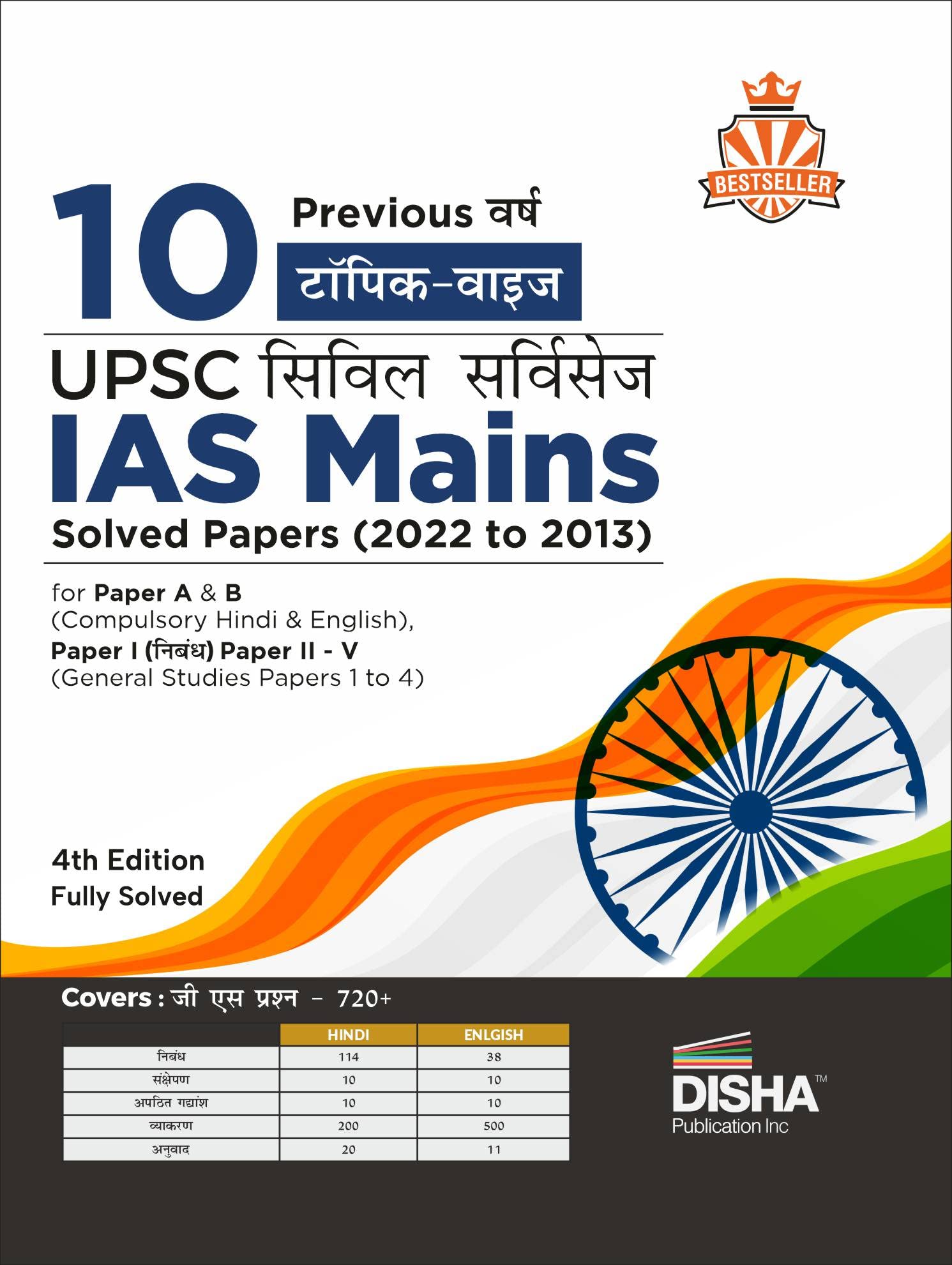 10 Previous Varsh Topic Wise Upsc Civil Services Ias Mains Solved Papers (2022 To 2015) For Paper A & B (Compulsory Hindi & Engl