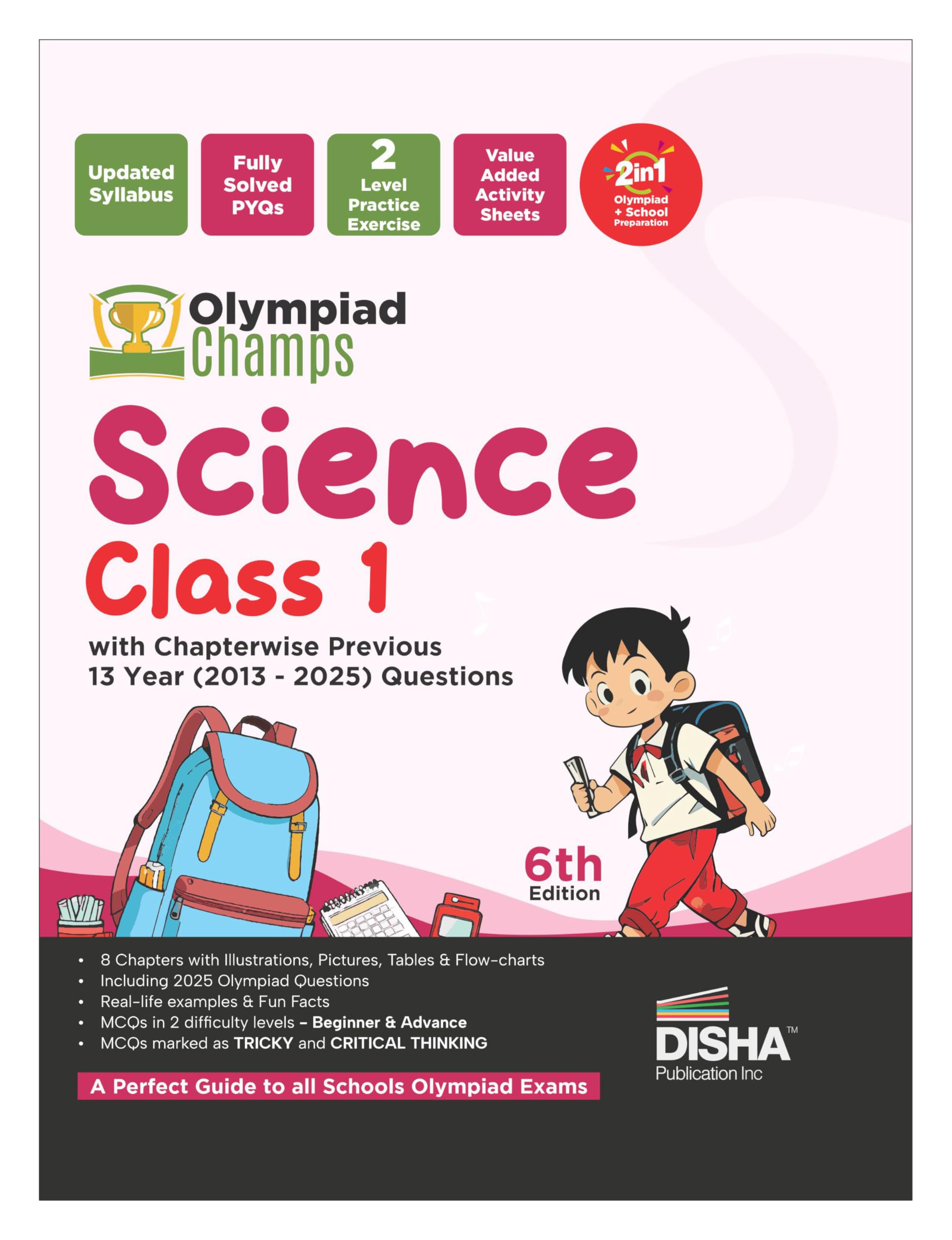 Disha Olympiad Champs Science Class 1 With ChapterWise Previous 13 Year (2013  2025) Questions 6Th Edition | Complete Prep Gui