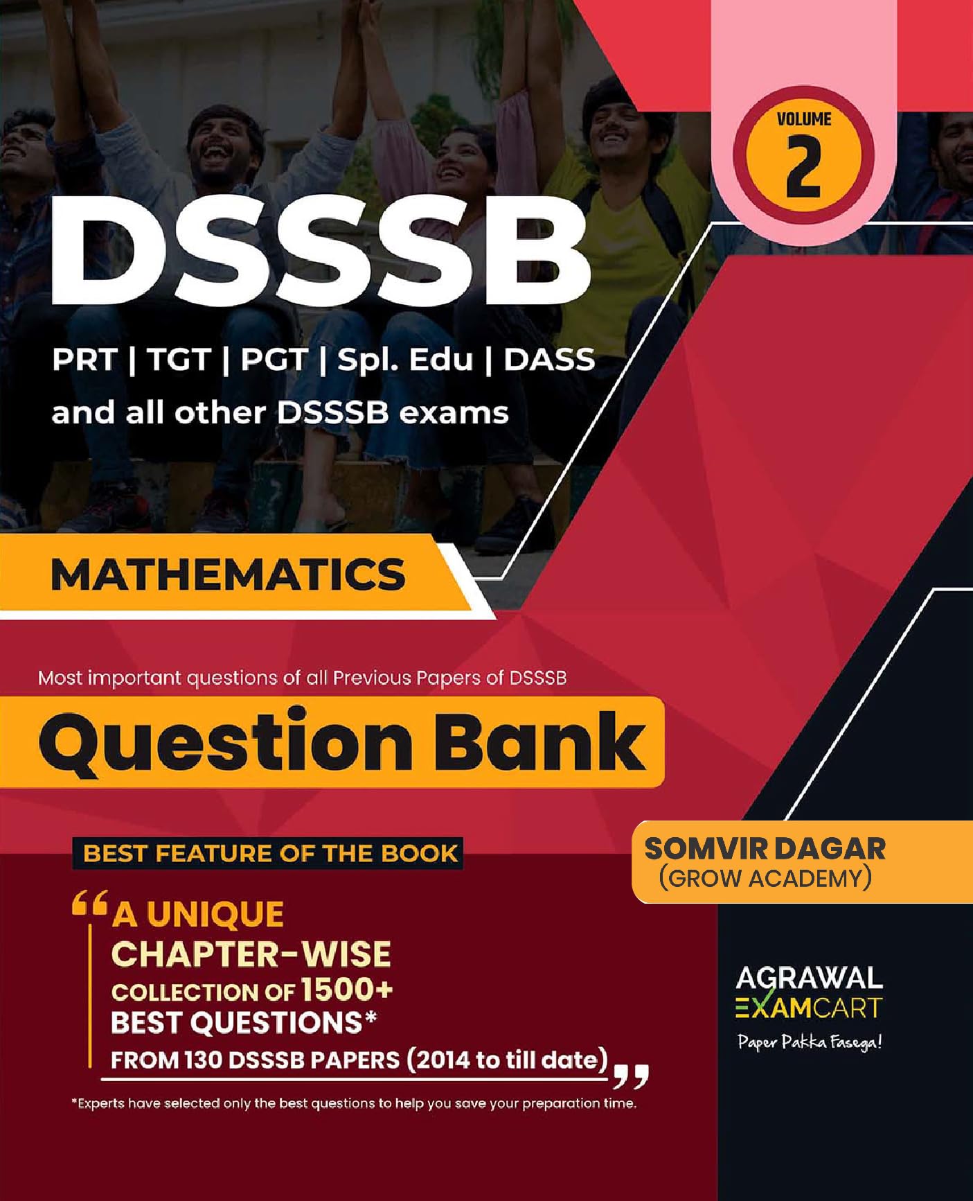 Examcart Dsssb Maths Question Bank | 1500+ ChapterWise Previous Year Questions & Solved Papers | Prt, Tgt, Pgt, Special Educati