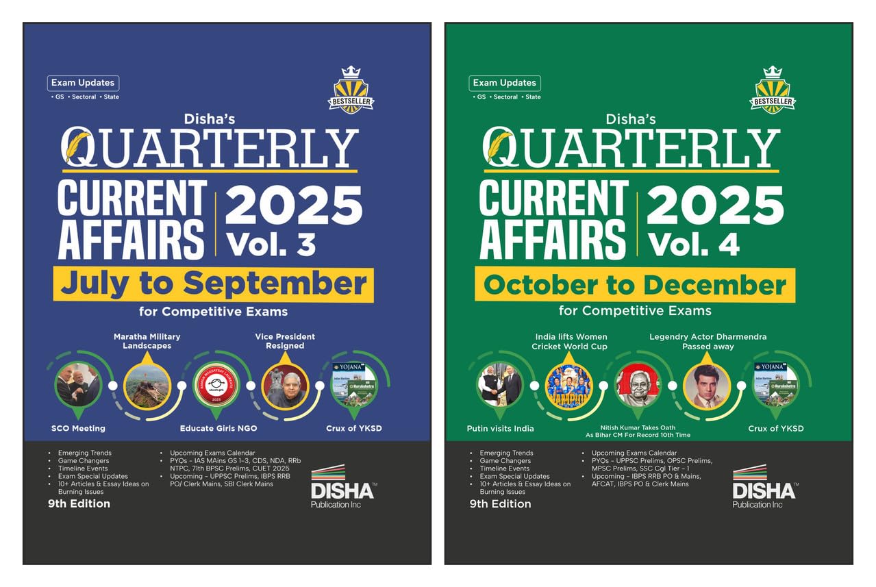 Disha HalfYearly Current Affairs 2025  July To December (Set Of 2 Quaterlies) For Competitive Exams 9Th Edn | Civil Services, 
