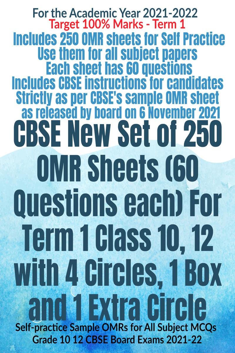 CBSE New Set of 250 OMR Sheets (60 Questions each) For Term 1 Class 10, 12 with 4 Circles, 1 Box and 1 Extra Circle: CBSE New Se